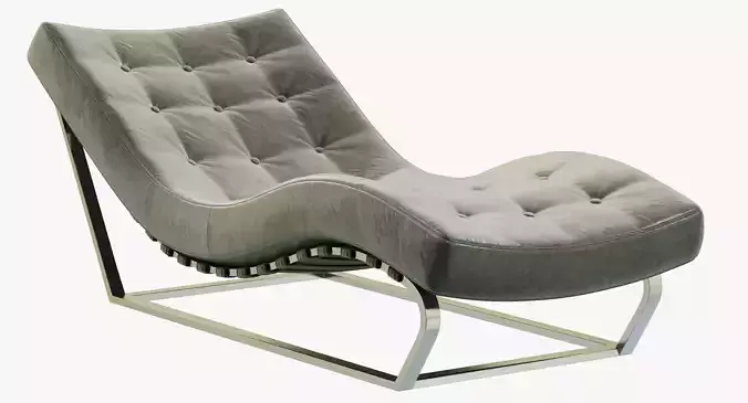 RH Modern Heath Box Leather Chaise 3D model