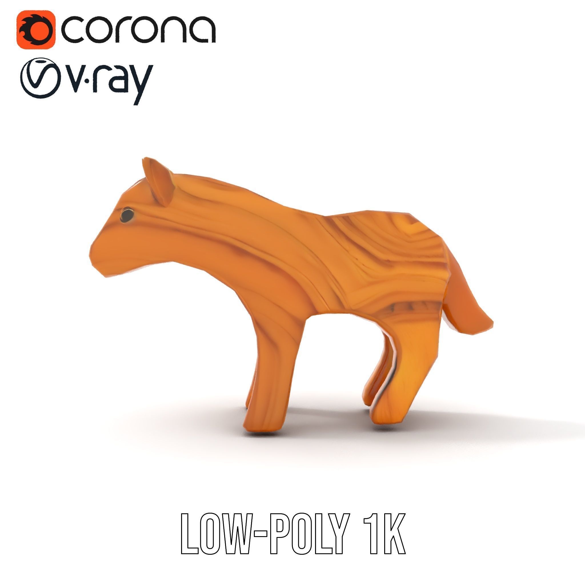 Wooden Animal Toy Model Pack Low-poly 3D model_9