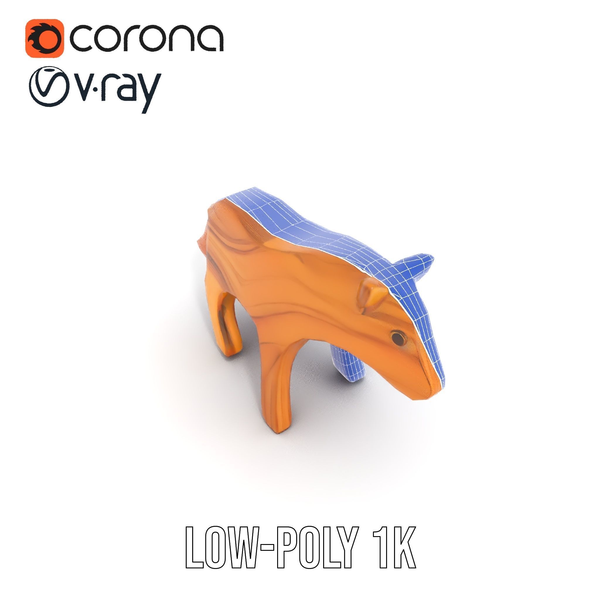 Wooden Animal Toy Model Pack Low-poly 3D model_7