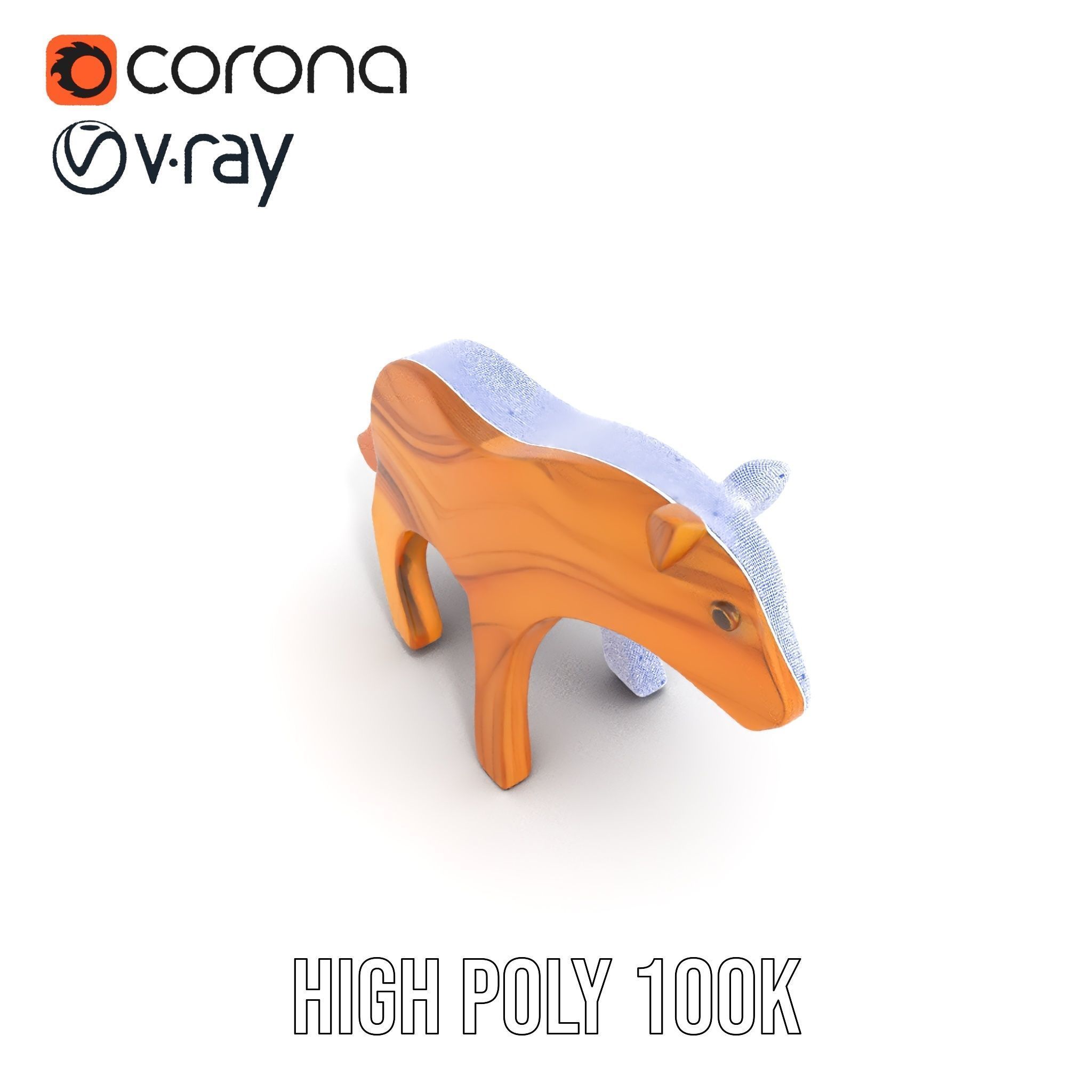 Wooden Animal Toy Model Pack Low-poly 3D model_28