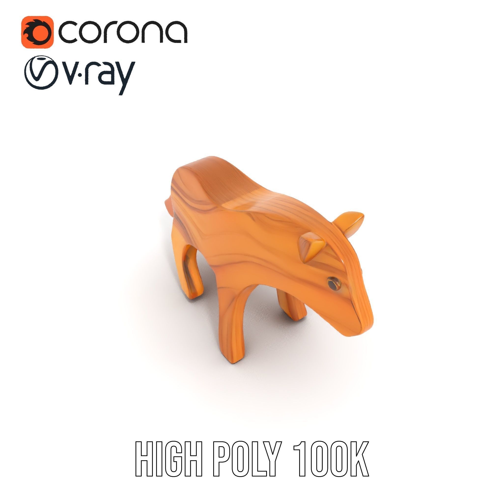 Wooden Animal Toy Model Pack Low-poly 3D model_23