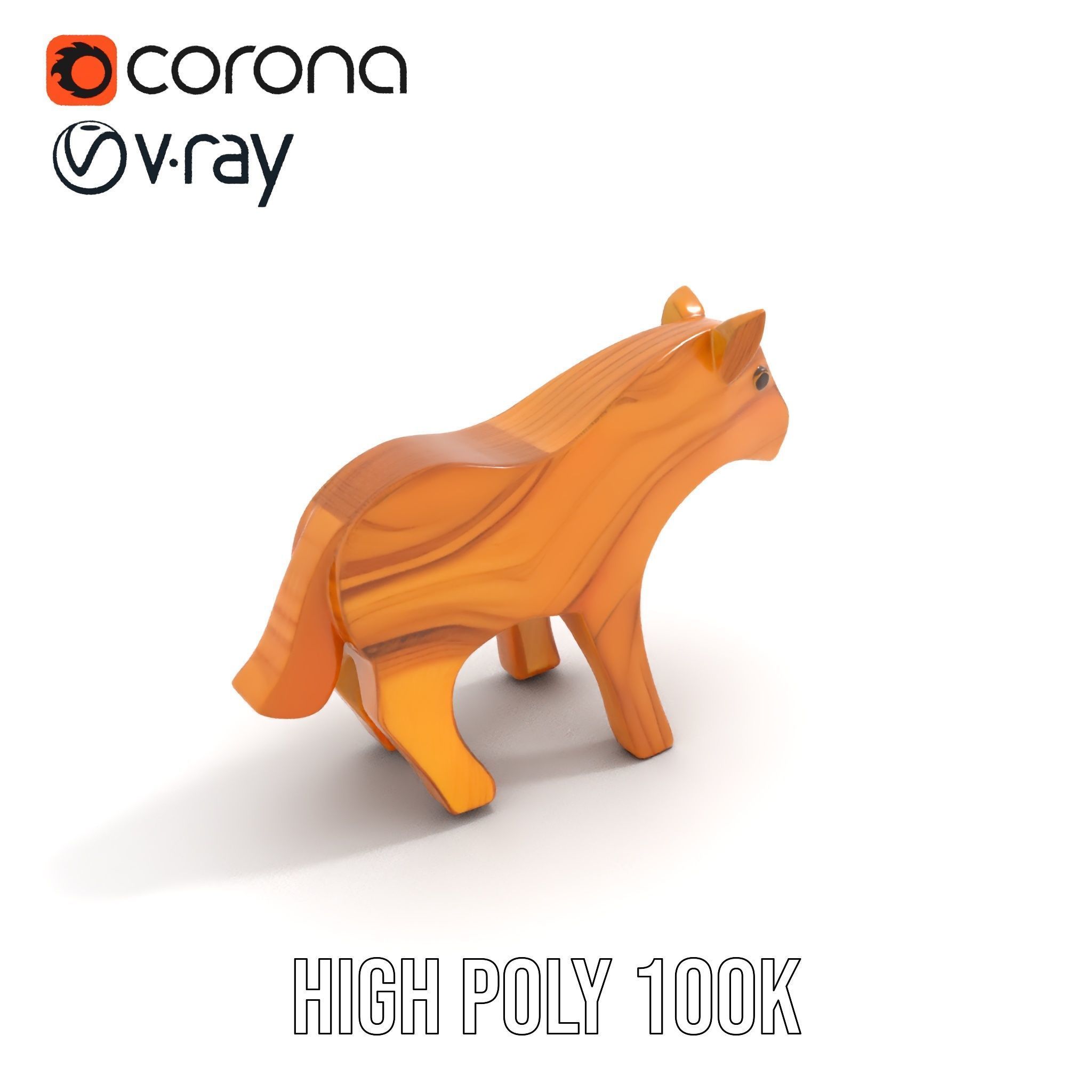 Wooden Animal Toy Model Pack Low-poly 3D model_17