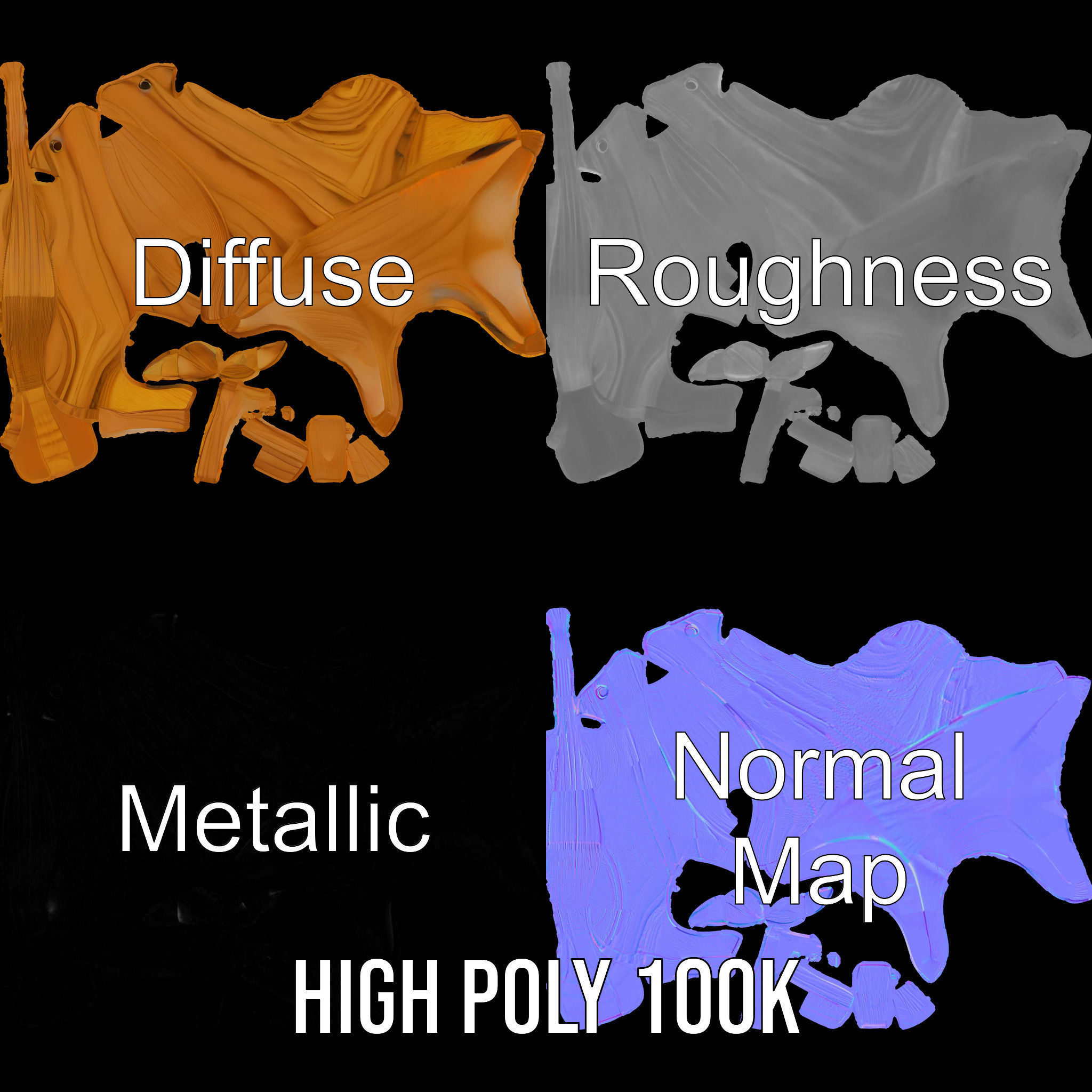 Wooden Animal Toy Model Pack Low-poly 3D model_3