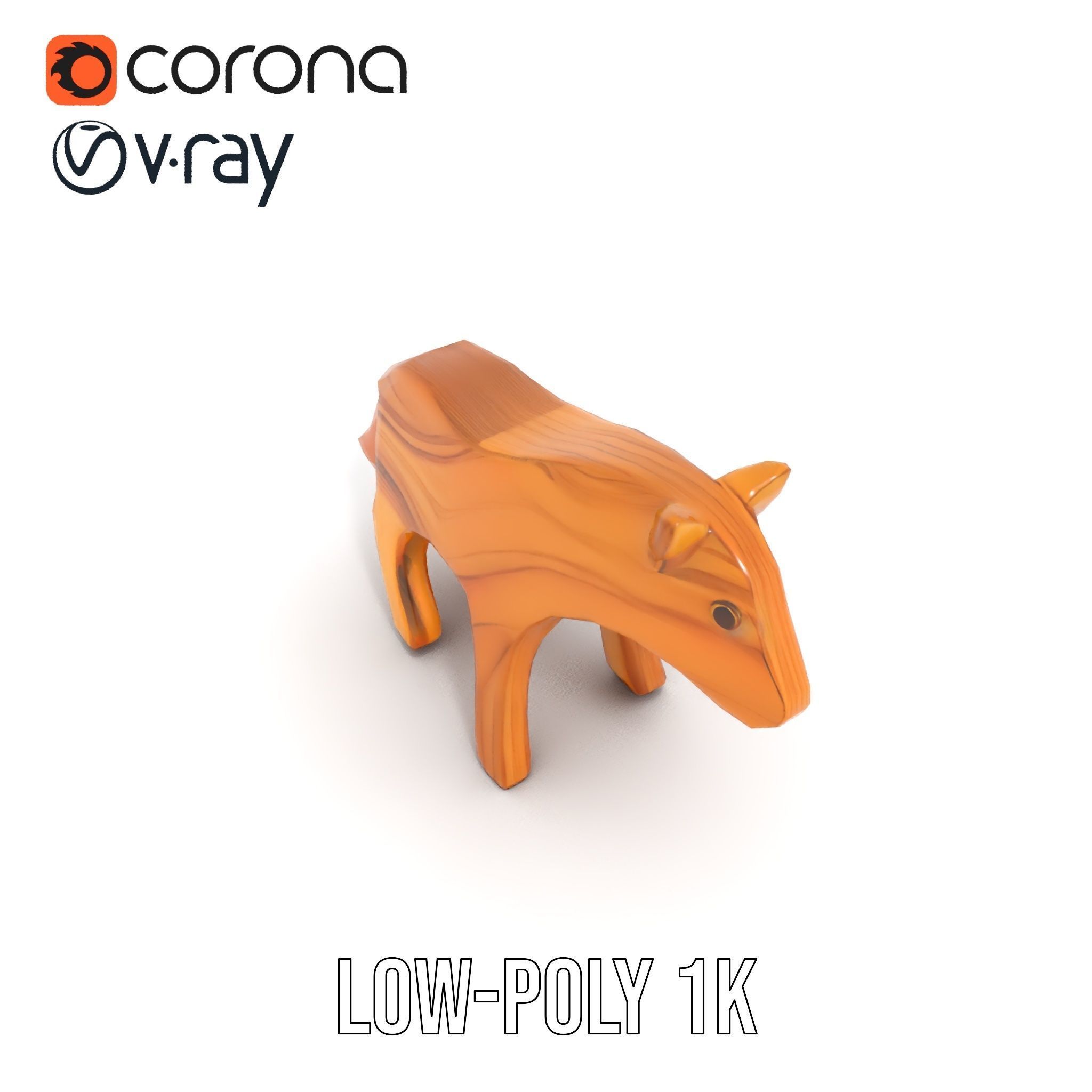 Wooden Animal Toy Model Pack Low-poly 3D model_12