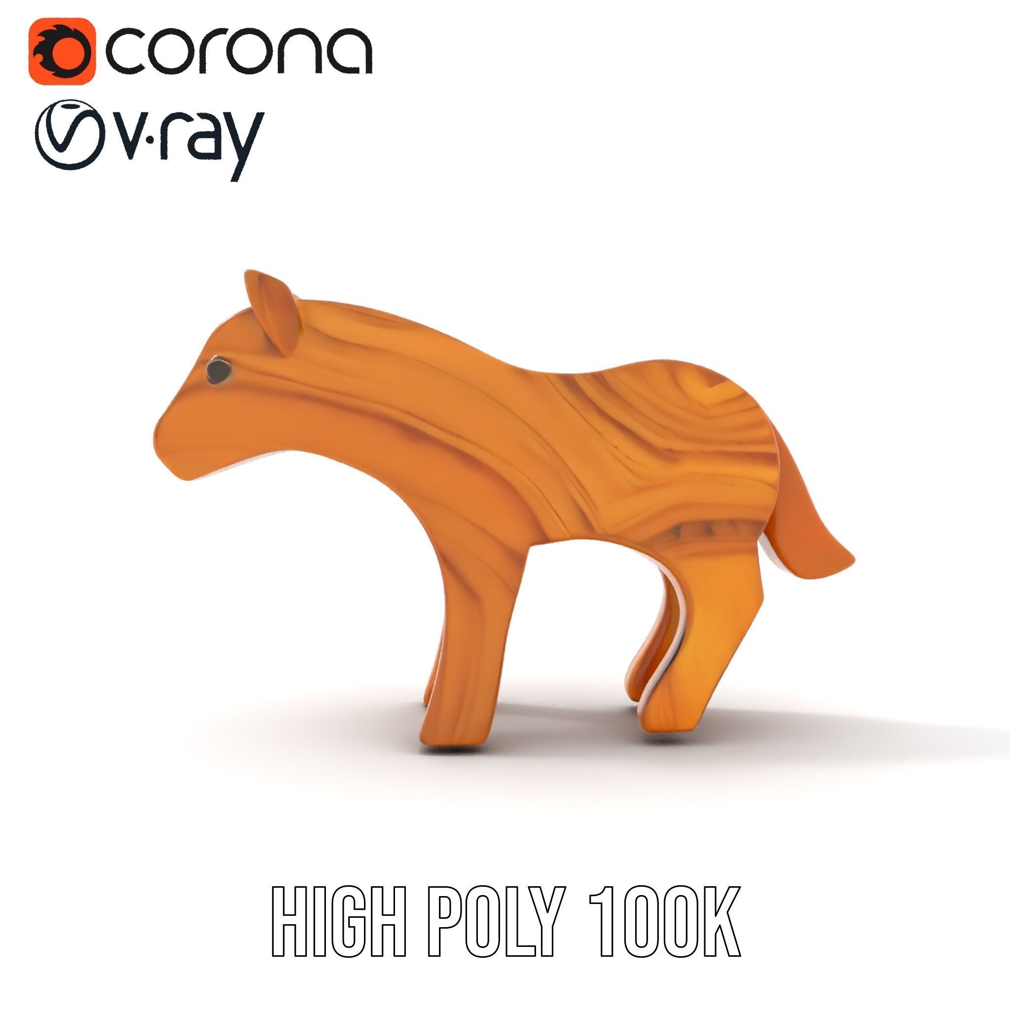 Wooden Animal Toy Model Pack Low-poly 3D model_20