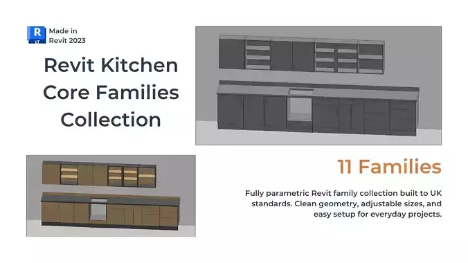 Revit KITCHEN CORE FAMILIES COLLECTION Parametric UK 11 Units 3D model Revit KITCHEN CORE FAMILIES COLLECTION Parametric UK 11 Units 3D model