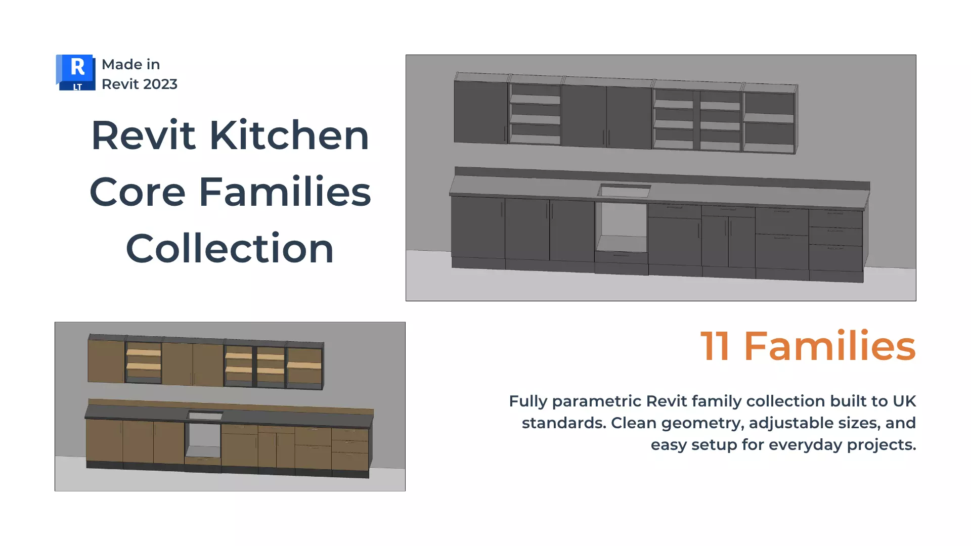 Revit KITCHEN CORE FAMILIES COLLECTION Parametric UK 11 Units 3D model_0
