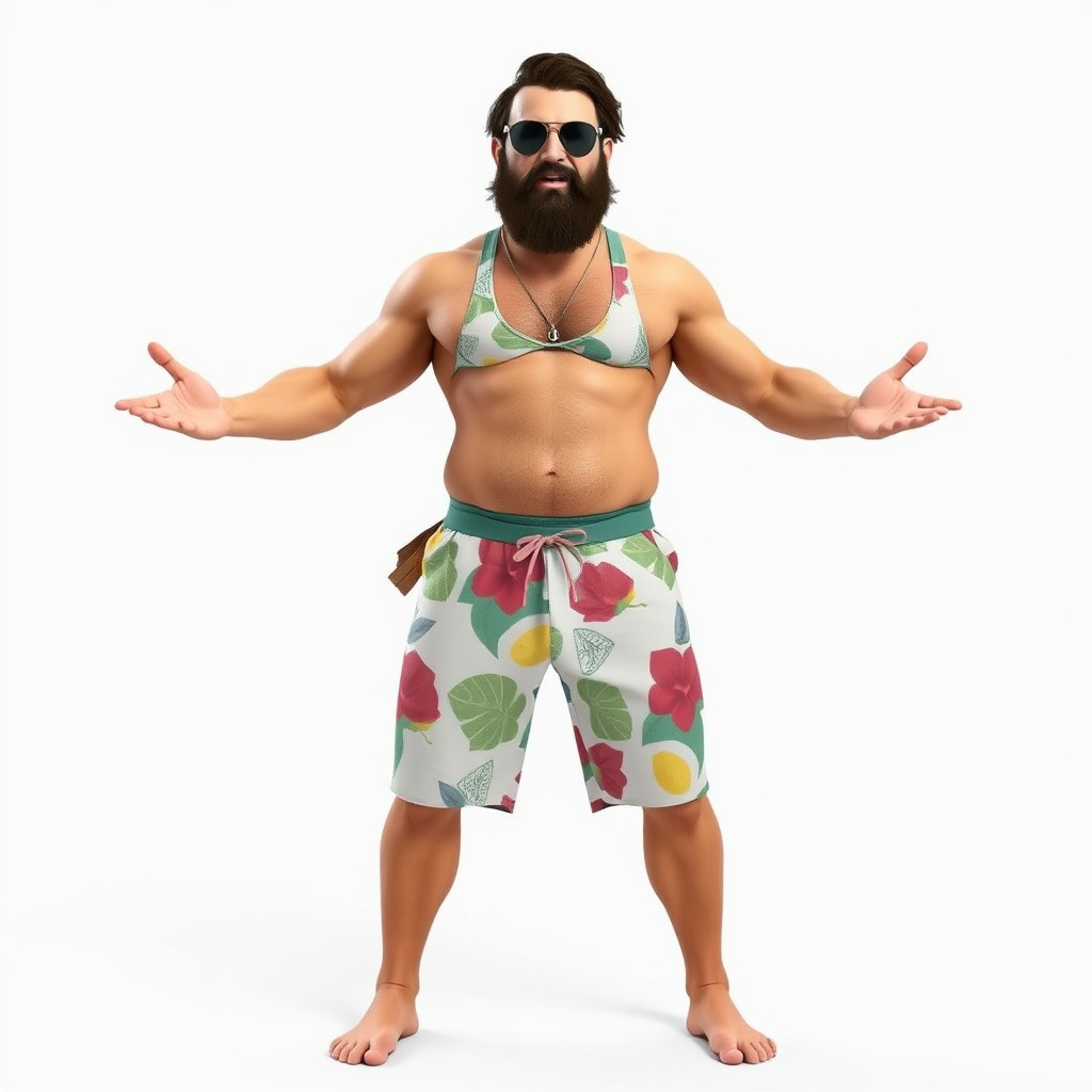 Beachwear Muscle Guy Character Model  Rigged and Animated Low-poly 3D model_2