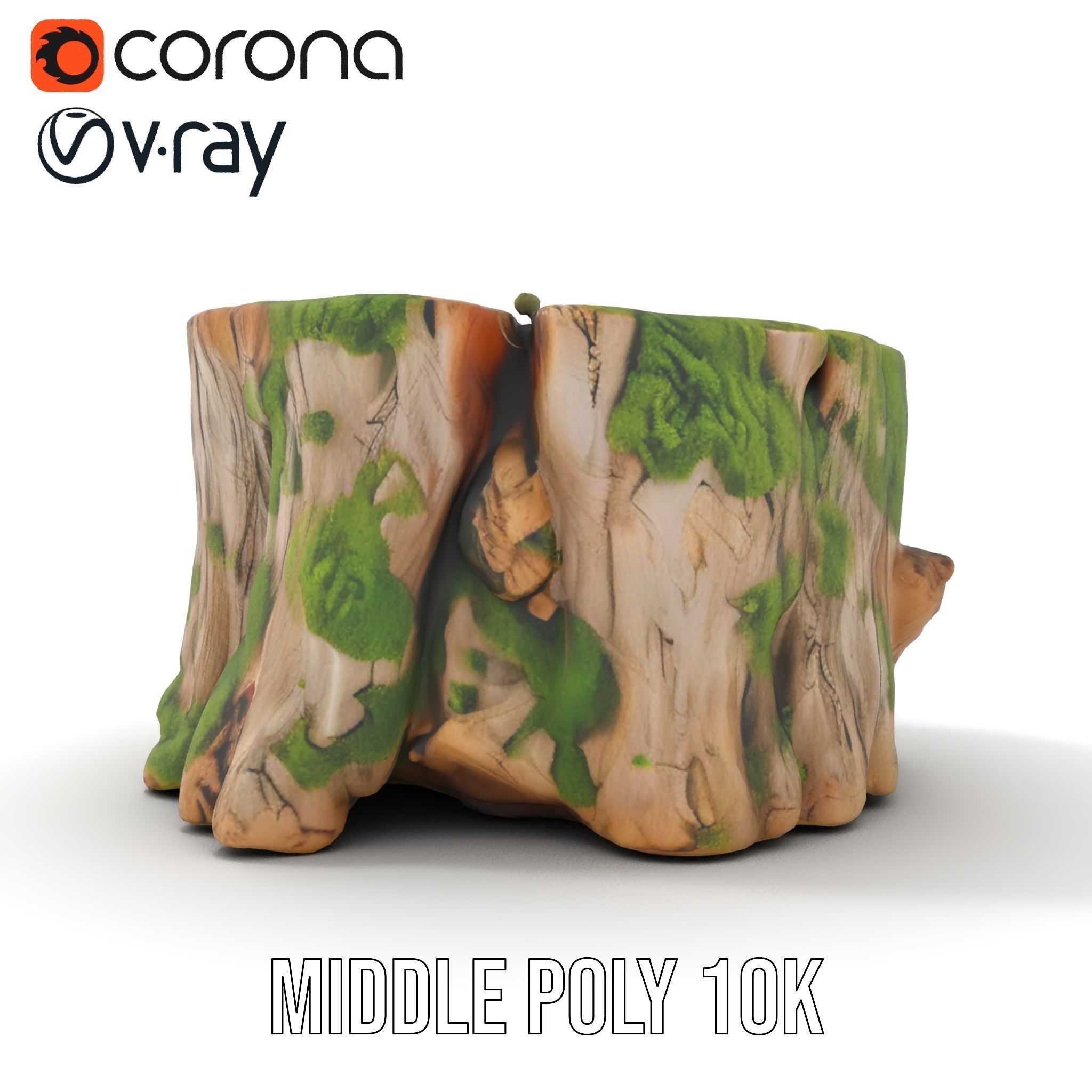 Mossy Tree Stump Model Pack for Nature Scenes Low-poly 3D model_15
