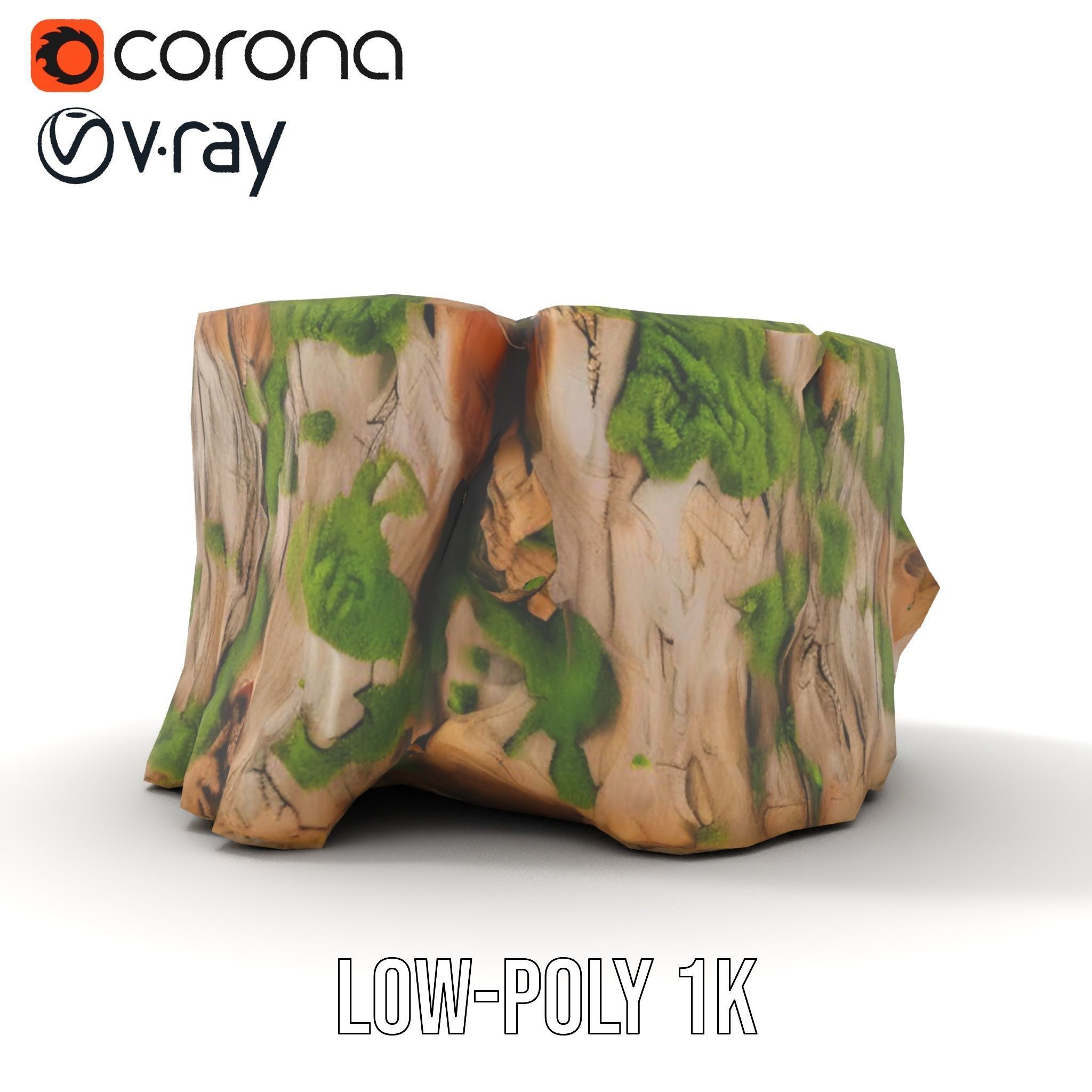 Mossy Tree Stump Model Pack for Nature Scenes Low-poly 3D model_8