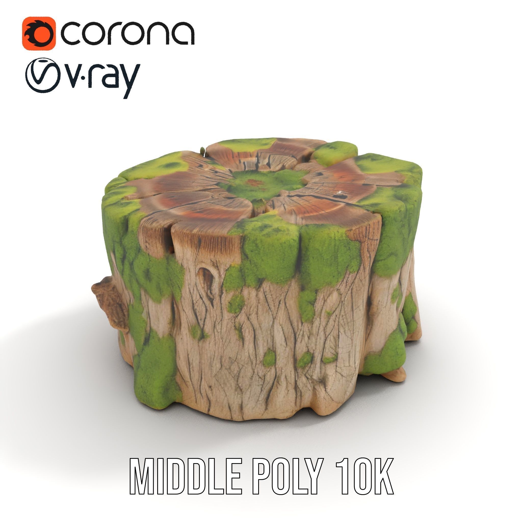 Mossy Tree Stump Model Pack for Nature Scenes Low-poly 3D model_10