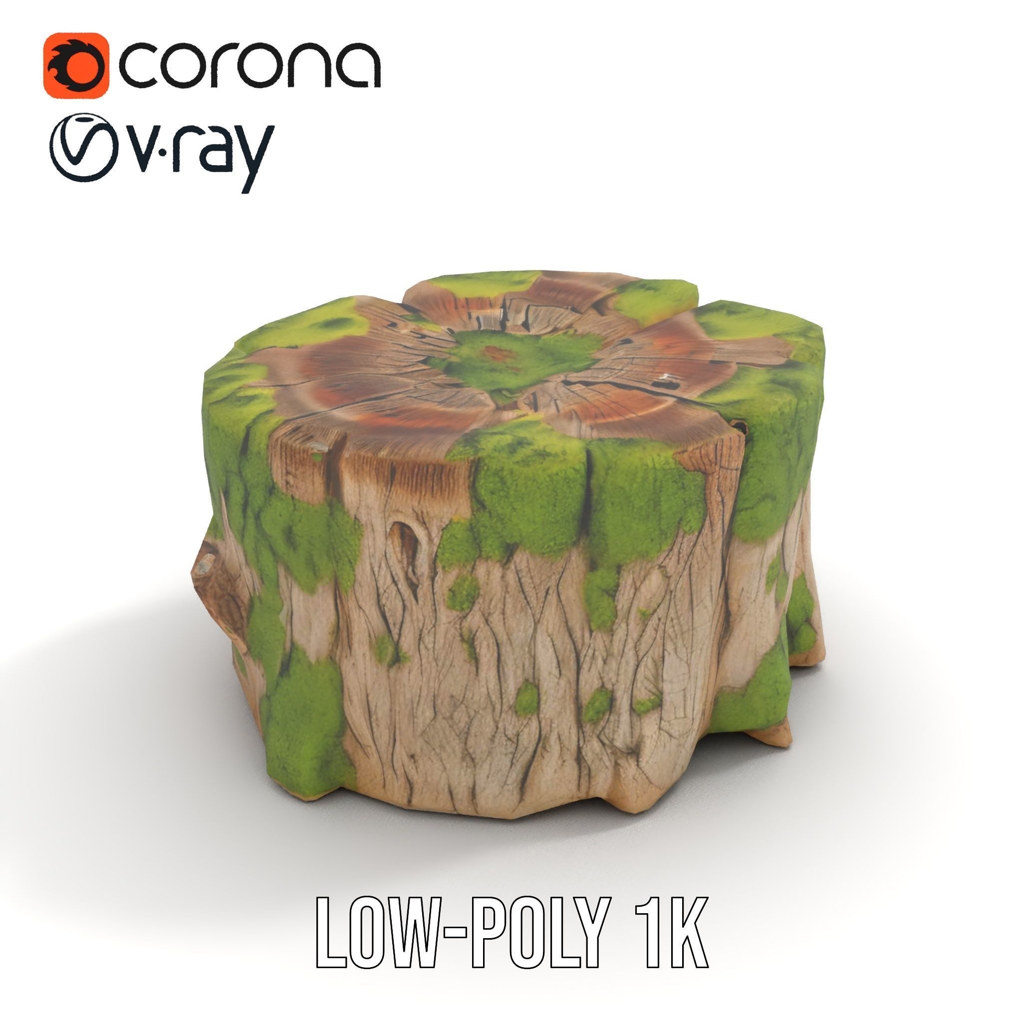 Mossy Tree Stump Model Pack for Nature Scenes Low-poly 3D model_11