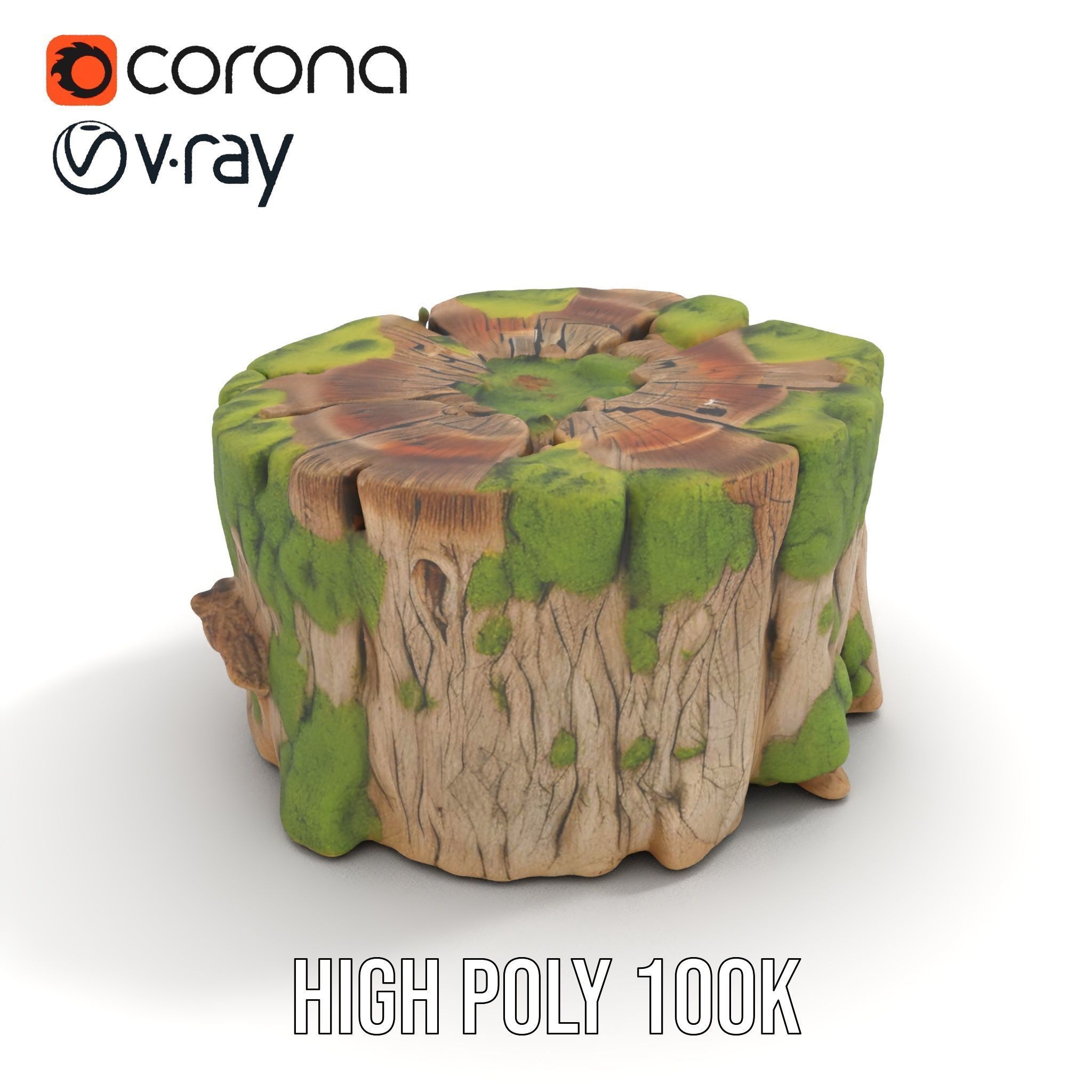 Mossy Tree Stump Model Pack for Nature Scenes Low-poly 3D model_26
