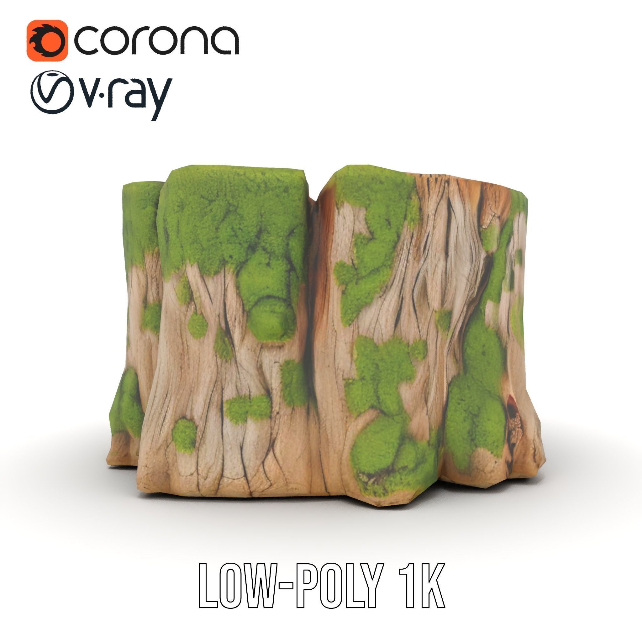 Mossy Tree Stump Model Pack for Nature Scenes Low-poly 3D model_14