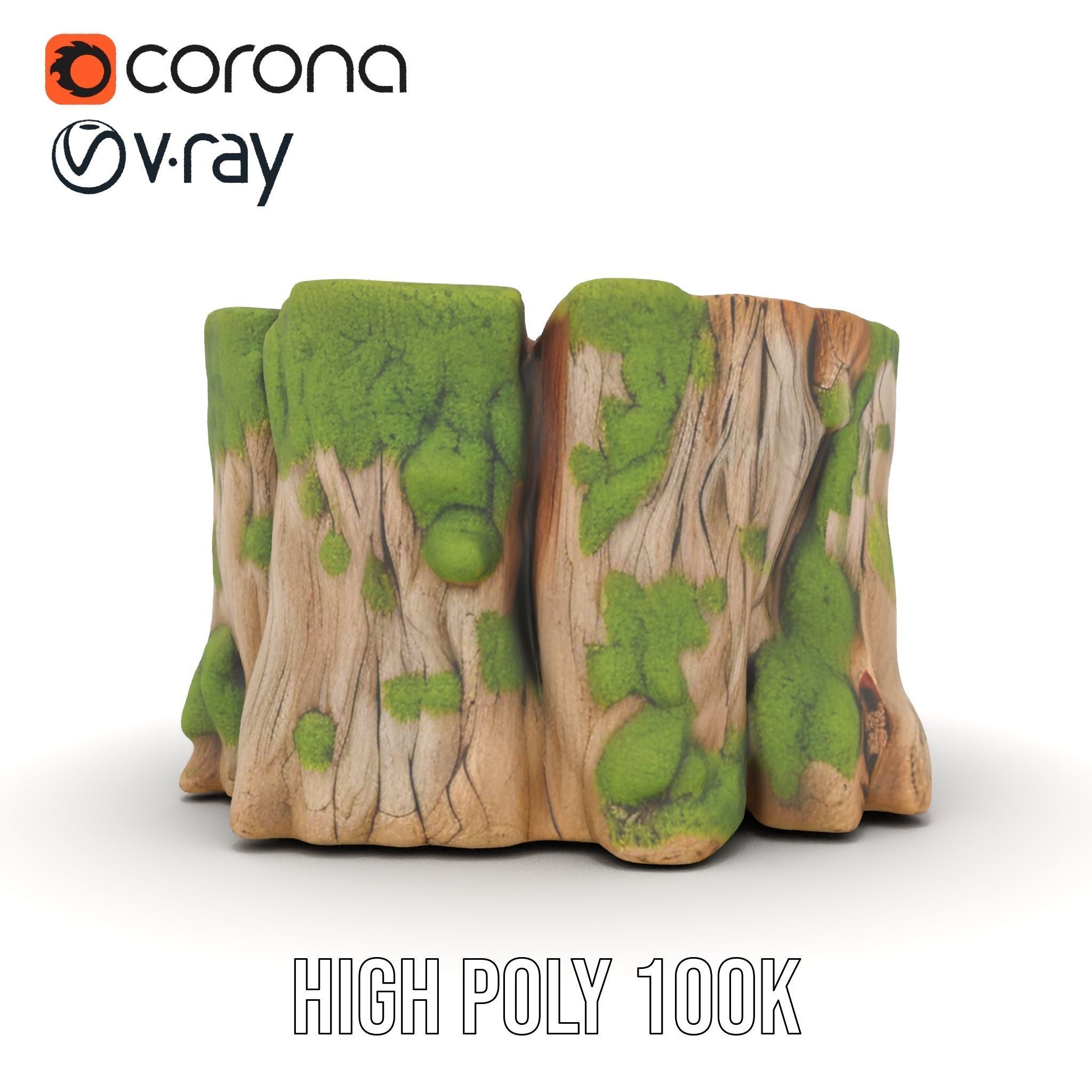 Mossy Tree Stump Model Pack for Nature Scenes Low-poly 3D model_23