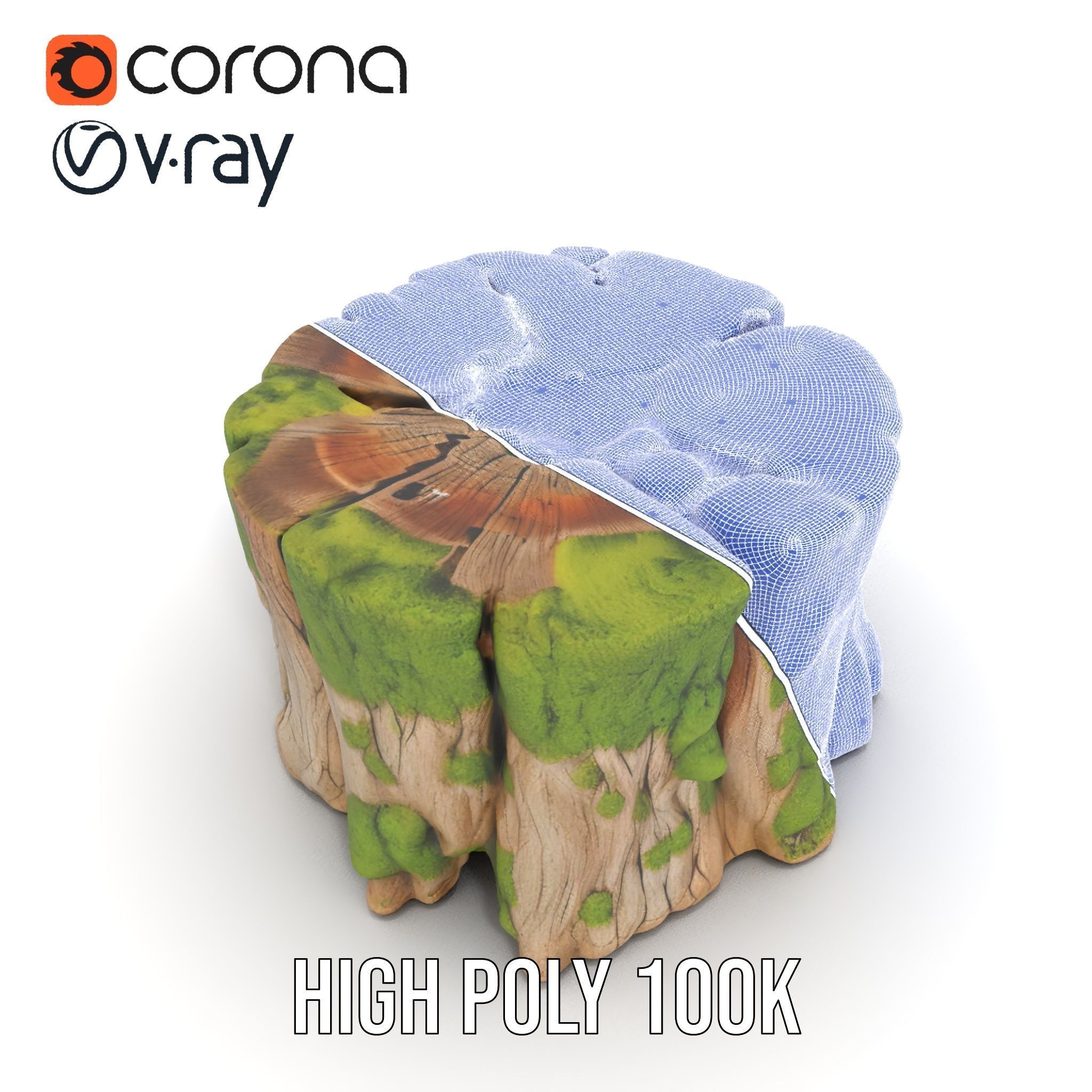 Mossy Tree Stump Model Pack for Nature Scenes Low-poly 3D model_34