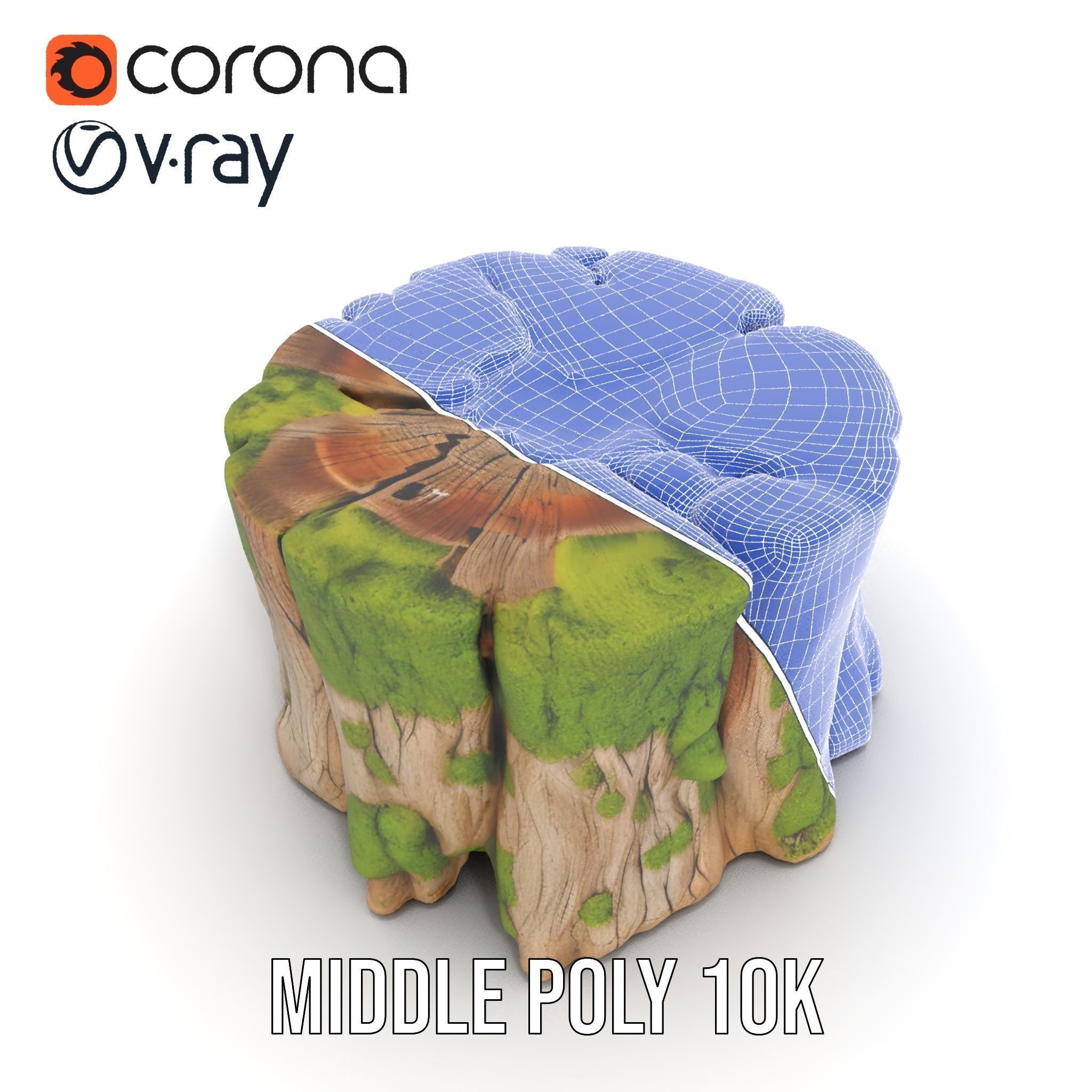 Mossy Tree Stump Model Pack for Nature Scenes Low-poly 3D model_30