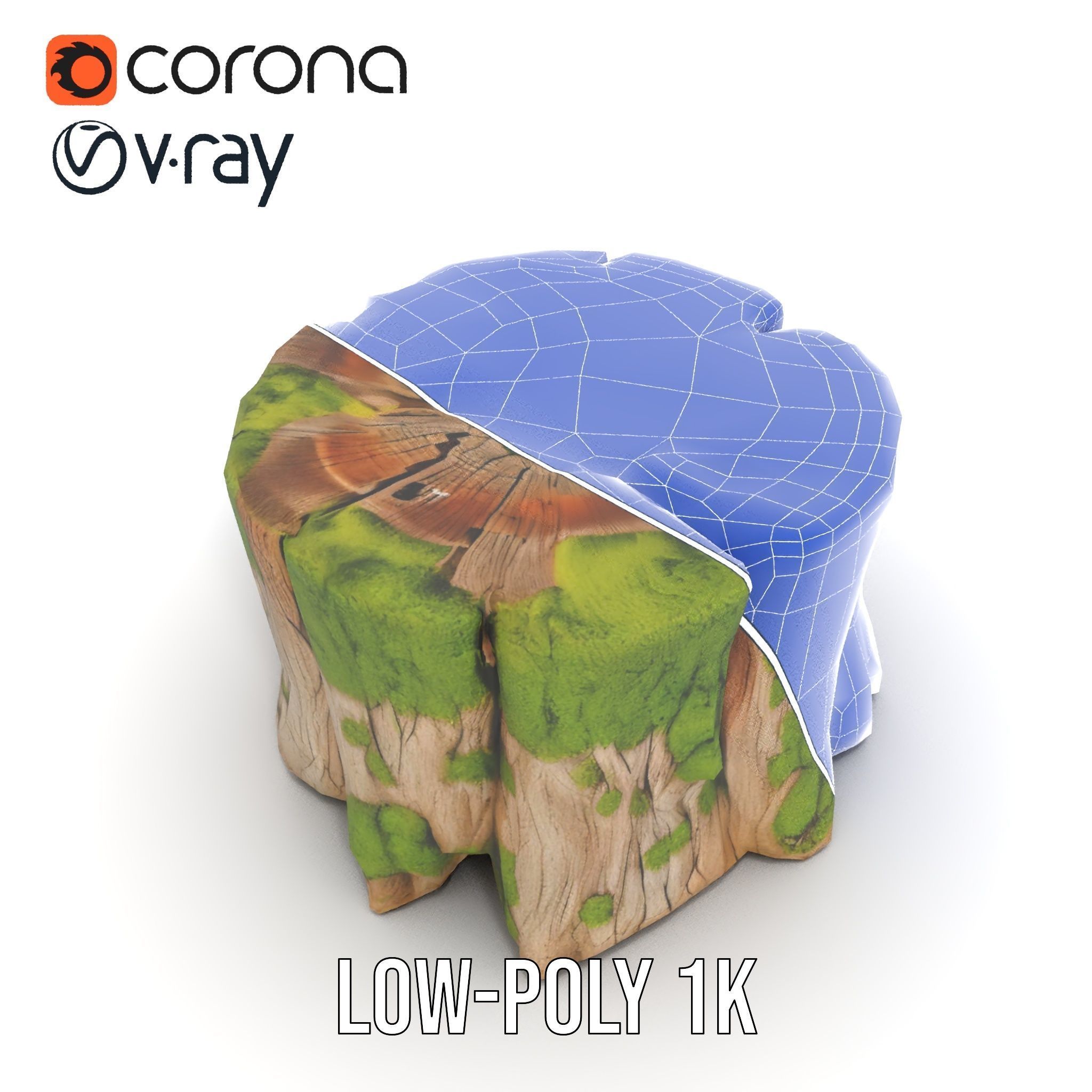 Mossy Tree Stump Model Pack for Nature Scenes Low-poly 3D model_28