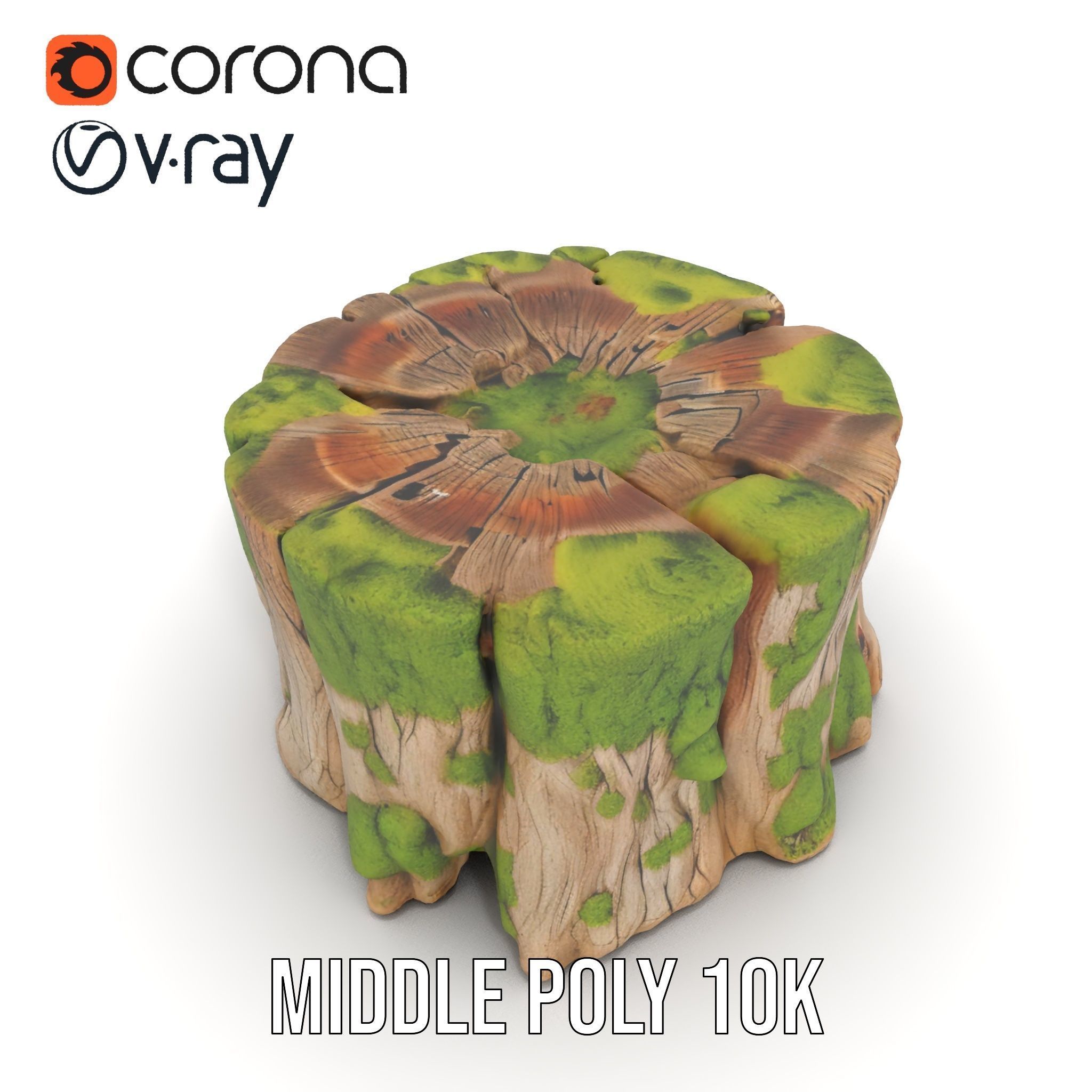 Mossy Tree Stump Model Pack for Nature Scenes Low-poly 3D model_6