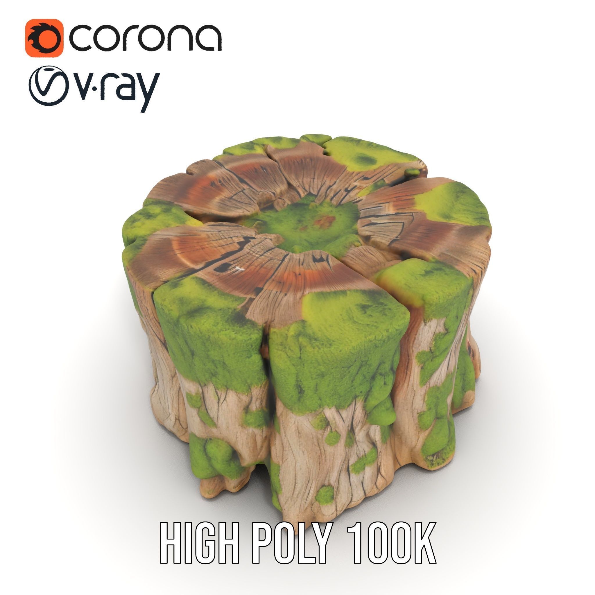 Mossy Tree Stump Model Pack for Nature Scenes Low-poly 3D model_17