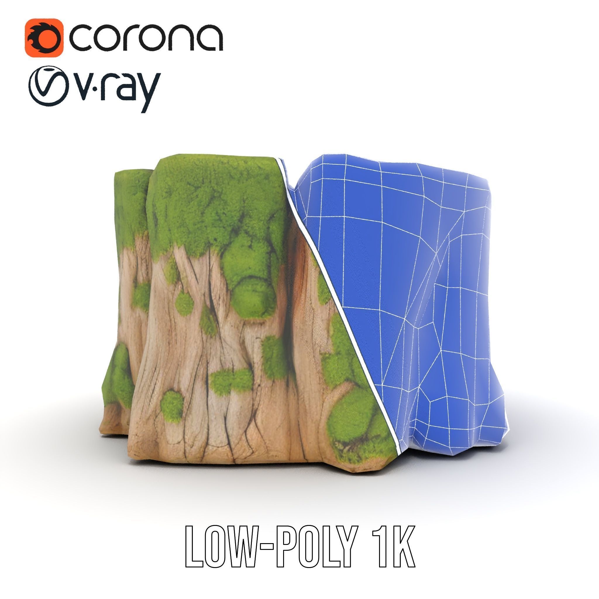 Mossy Tree Stump Model Pack for Nature Scenes Low-poly 3D model_25
