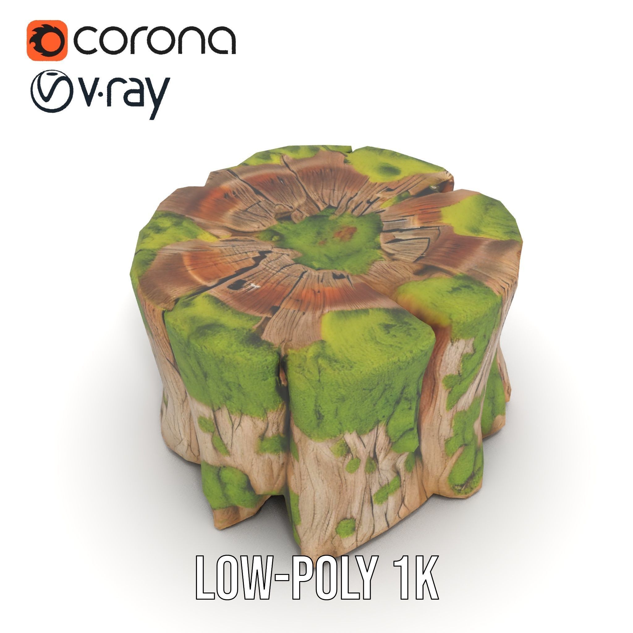 Mossy Tree Stump Model Pack for Nature Scenes Low-poly 3D model_16