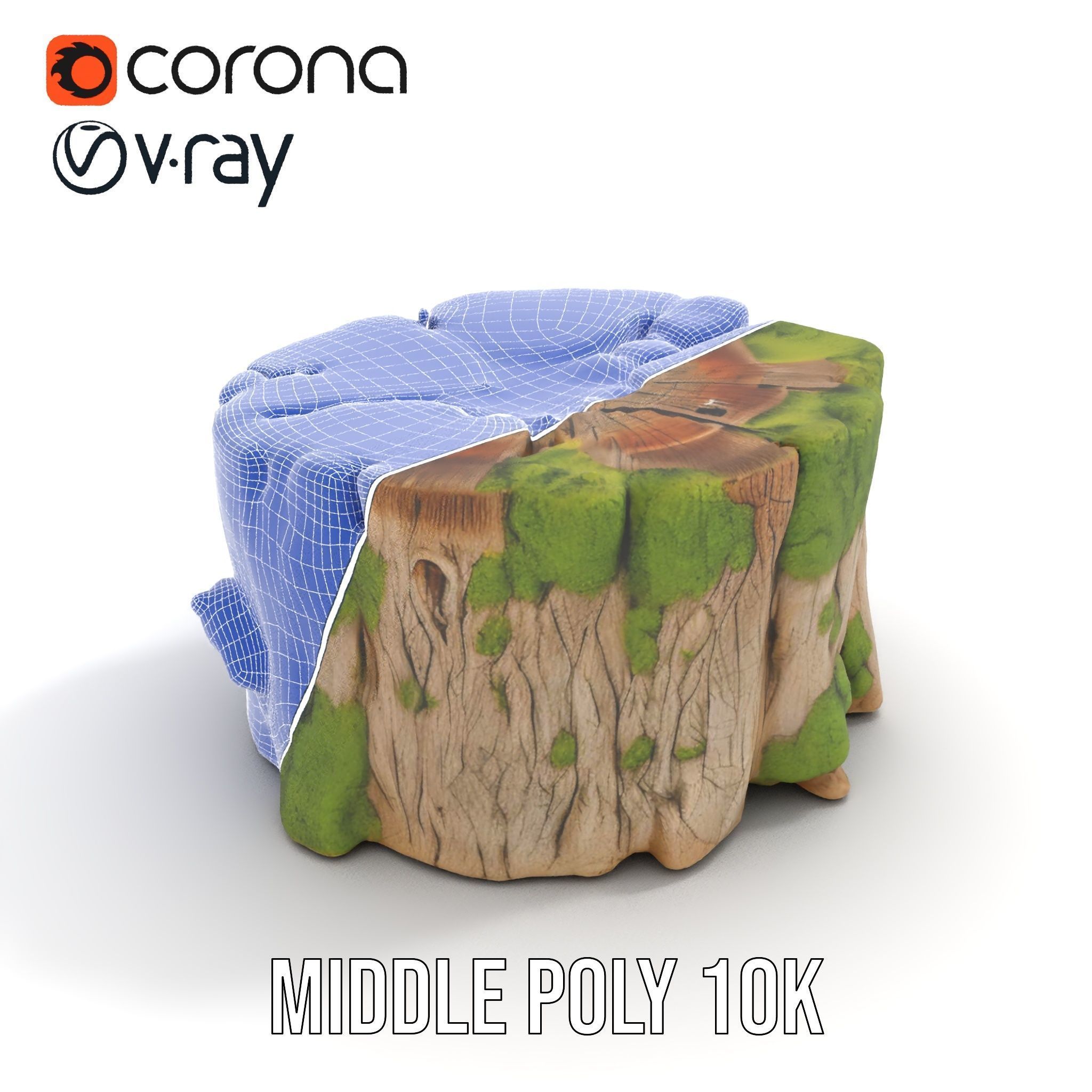 Mossy Tree Stump Model Pack for Nature Scenes Low-poly 3D model_18