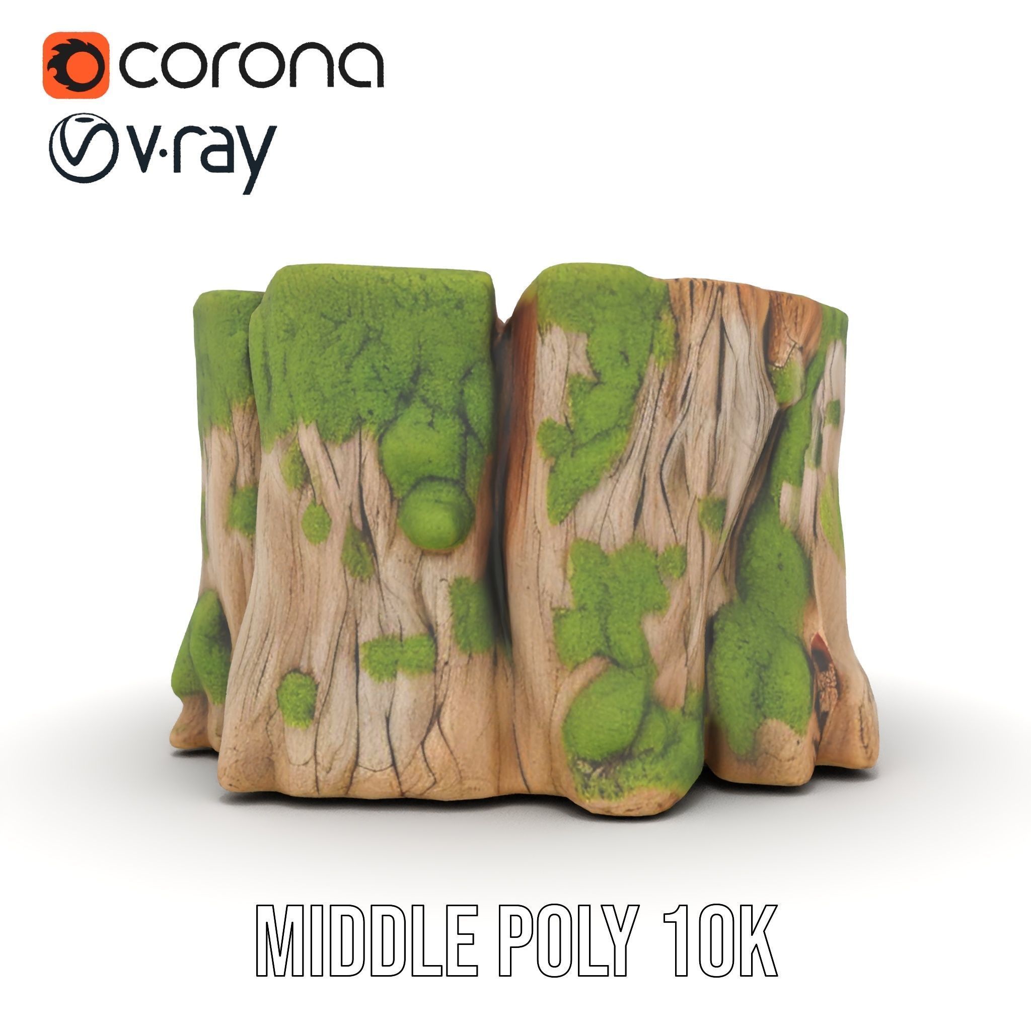 Mossy Tree Stump Model Pack for Nature Scenes Low-poly 3D model_13