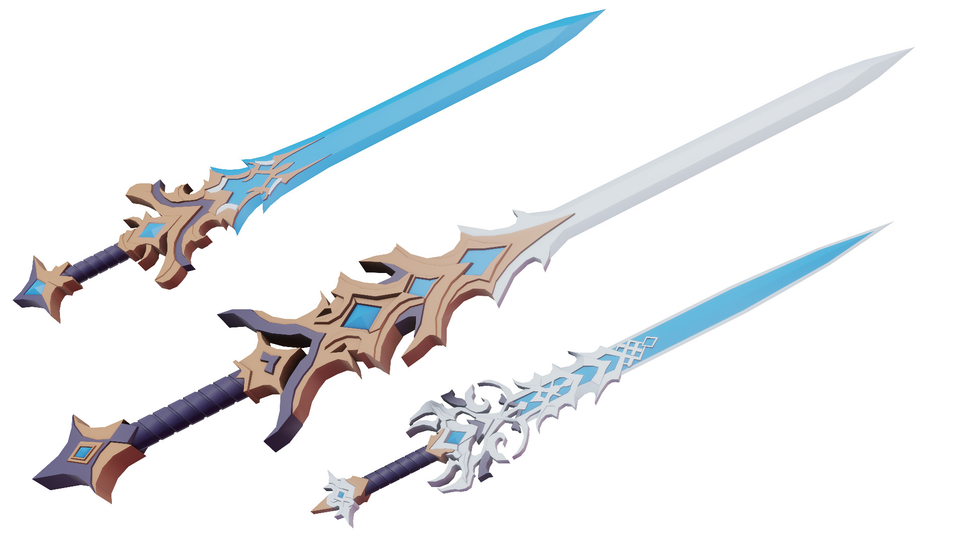 Low Poly Fantasy Sword Pack 25x Low-poly 3D model_8