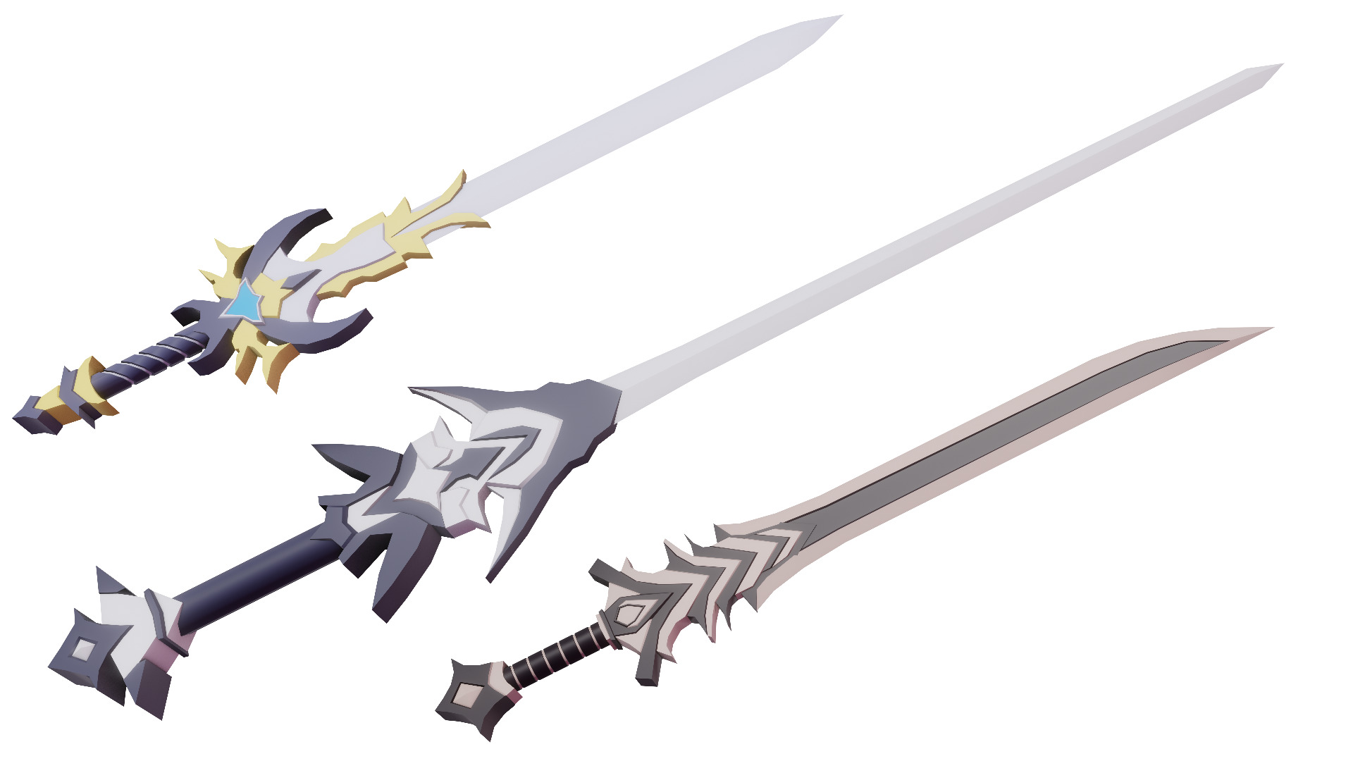 Low Poly Fantasy Sword Pack 25x Low-poly 3D model_5