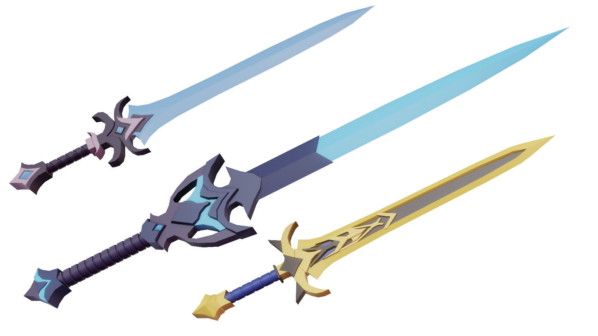 Low Poly Fantasy Sword Pack 25x Low-poly 3D model_4