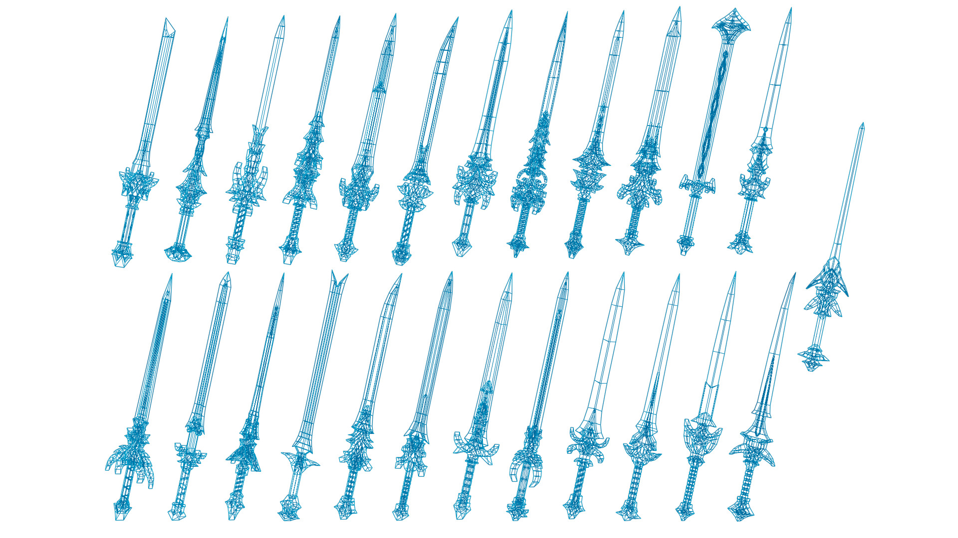 Low Poly Fantasy Sword Pack 25x Low-poly 3D model_10