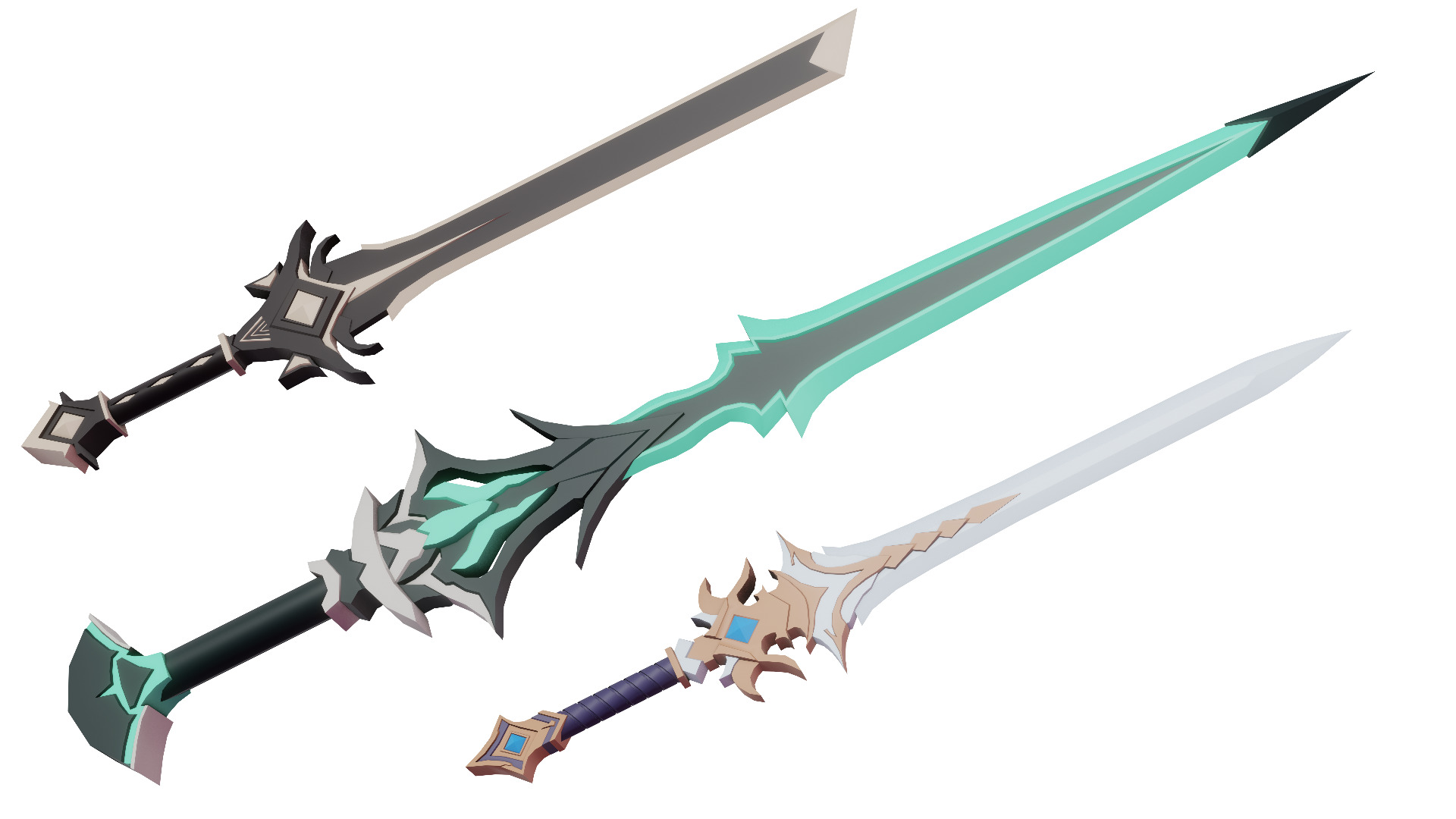 Low Poly Fantasy Sword Pack 25x Low-poly 3D model_7