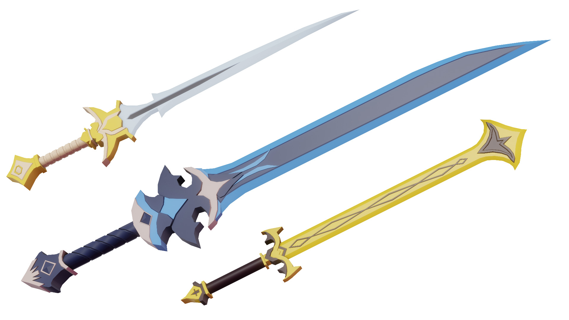 Low Poly Fantasy Sword Pack 25x Low-poly 3D model_6