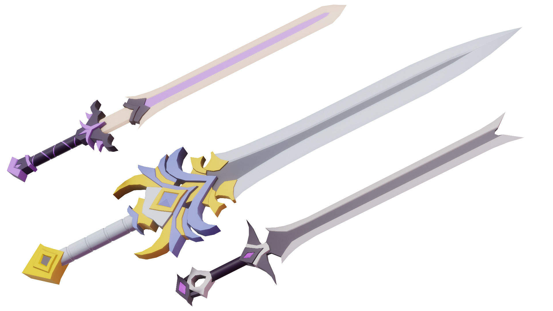 Low Poly Fantasy Sword Pack 25x Low-poly 3D model_2