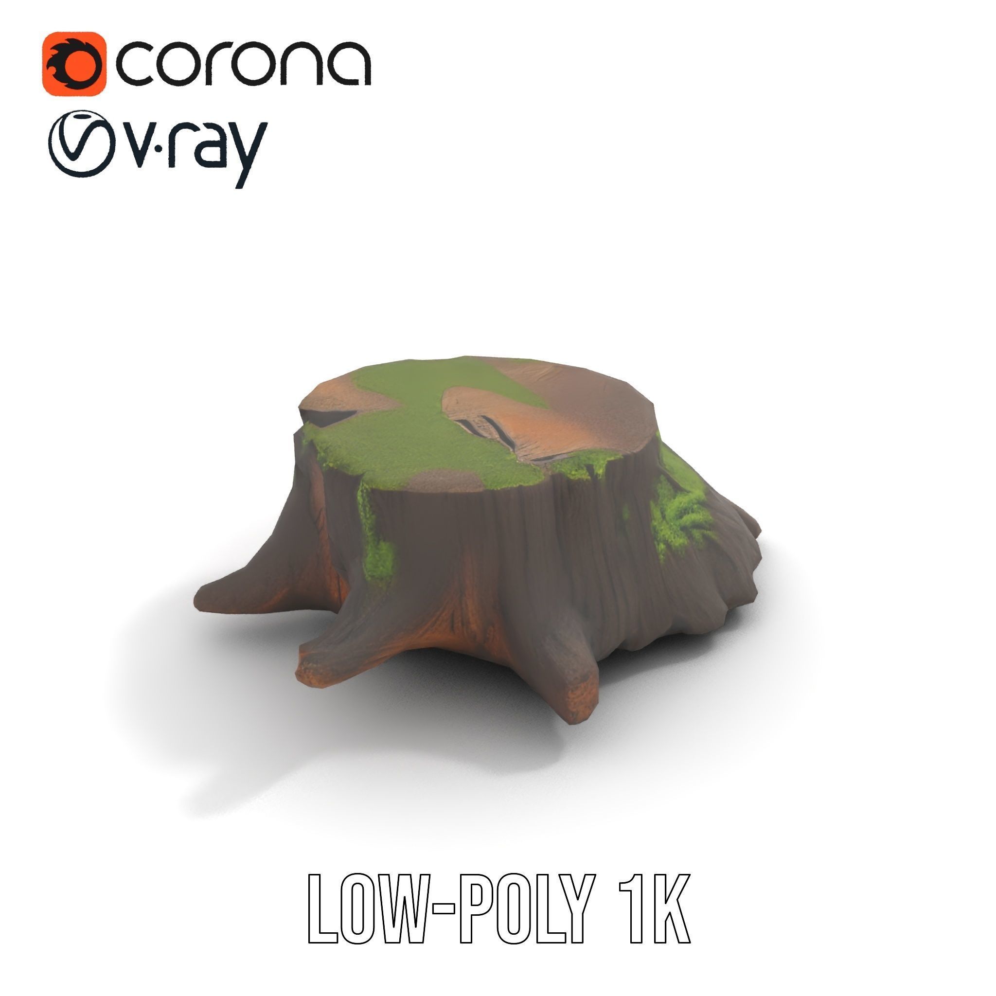 Mossy Tree Stump Model Pack for Realistic Environments Low-poly 3D model_7