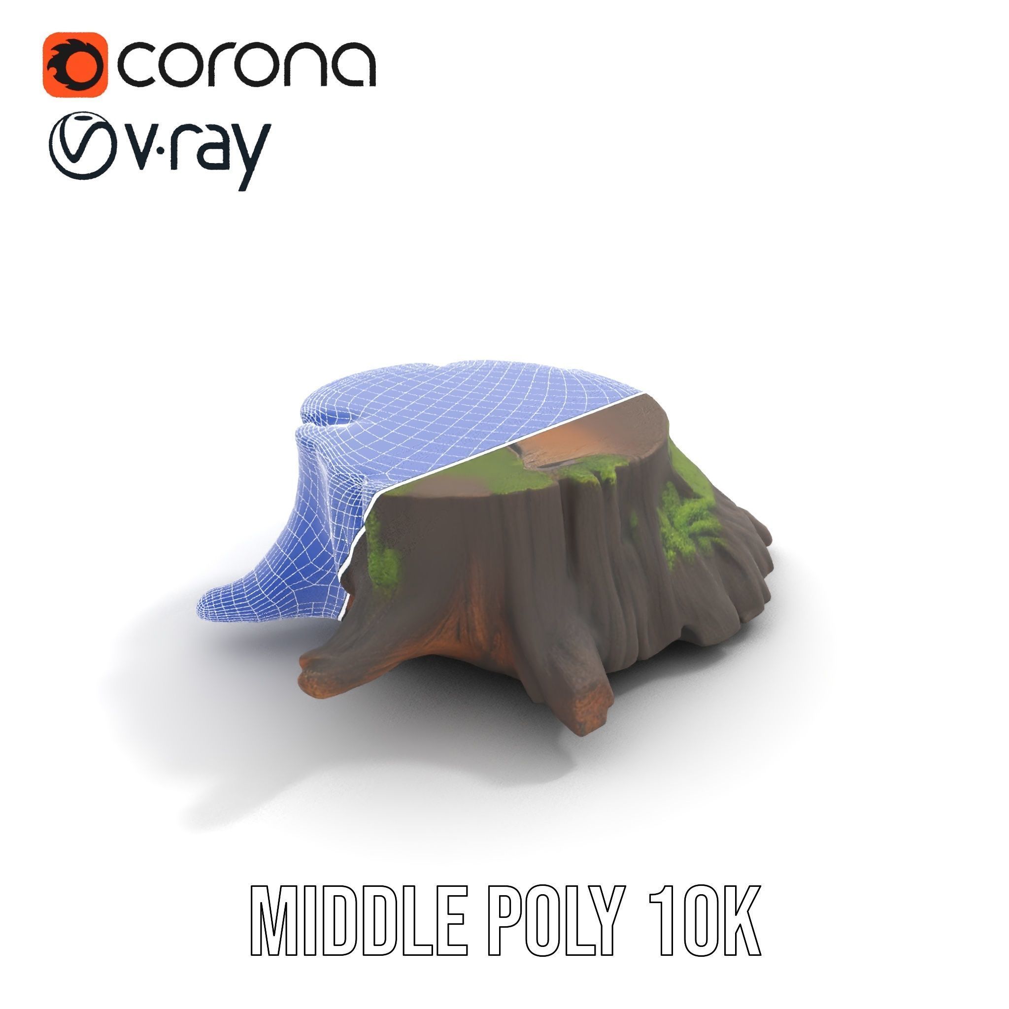 Mossy Tree Stump Model Pack for Realistic Environments Low-poly 3D model_15