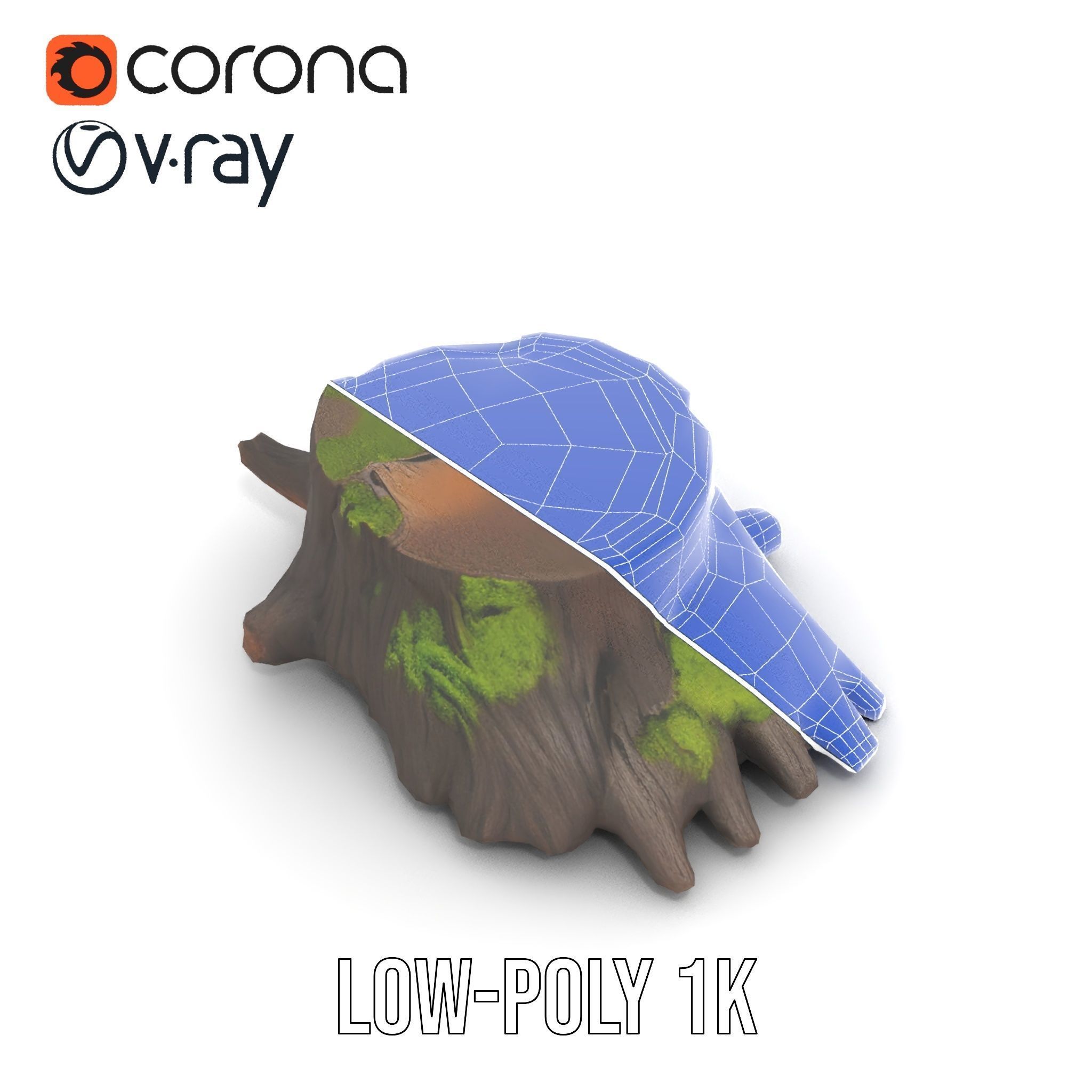Mossy Tree Stump Model Pack for Realistic Environments Low-poly 3D model_31