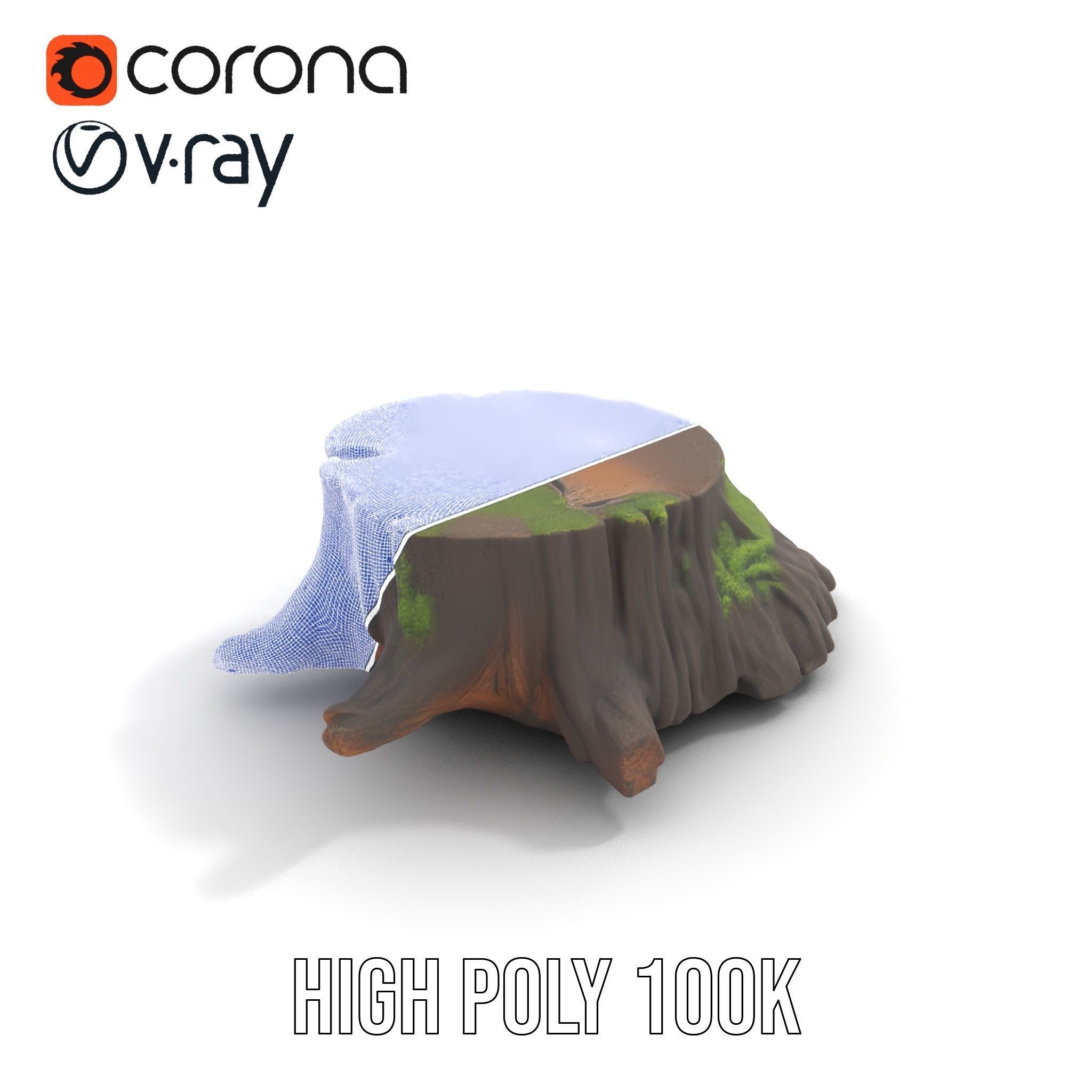Mossy Tree Stump Model Pack for Realistic Environments Low-poly 3D model_29