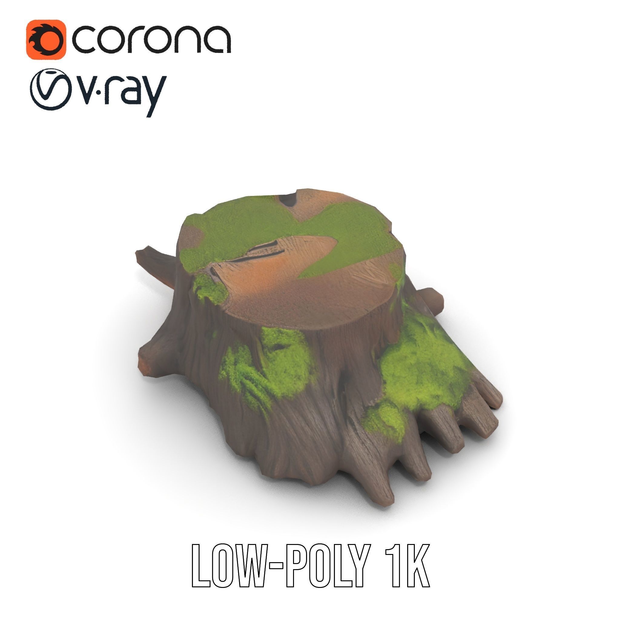 Mossy Tree Stump Model Pack for Realistic Environments Low-poly 3D model_9