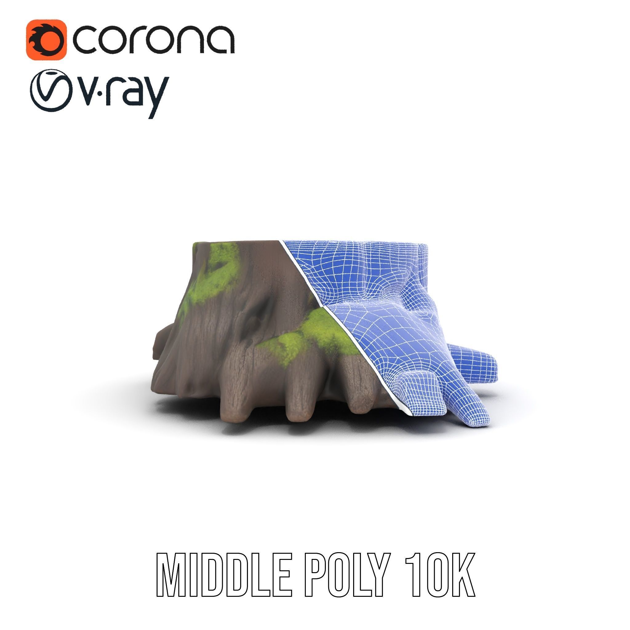 Mossy Tree Stump Model Pack for Realistic Environments Low-poly 3D model_24