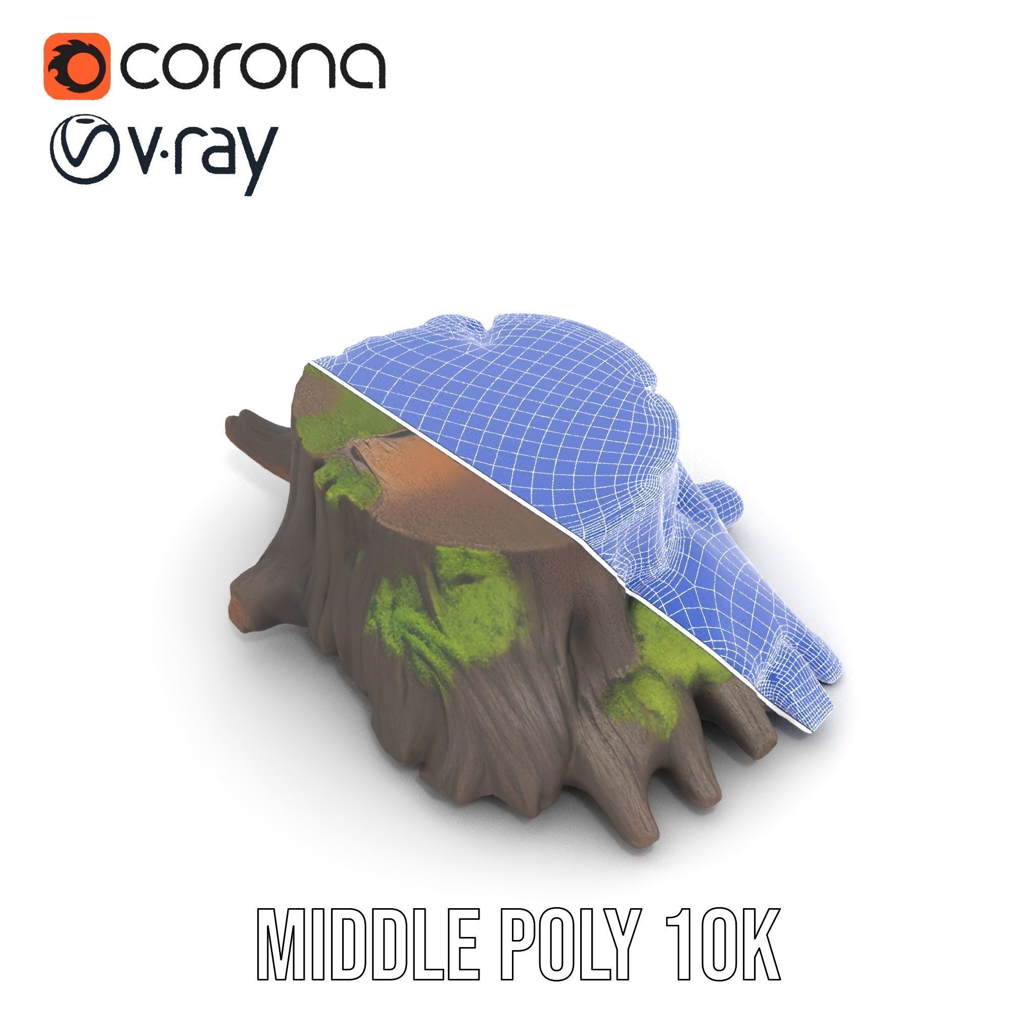 Mossy Tree Stump Model Pack for Realistic Environments Low-poly 3D model_27