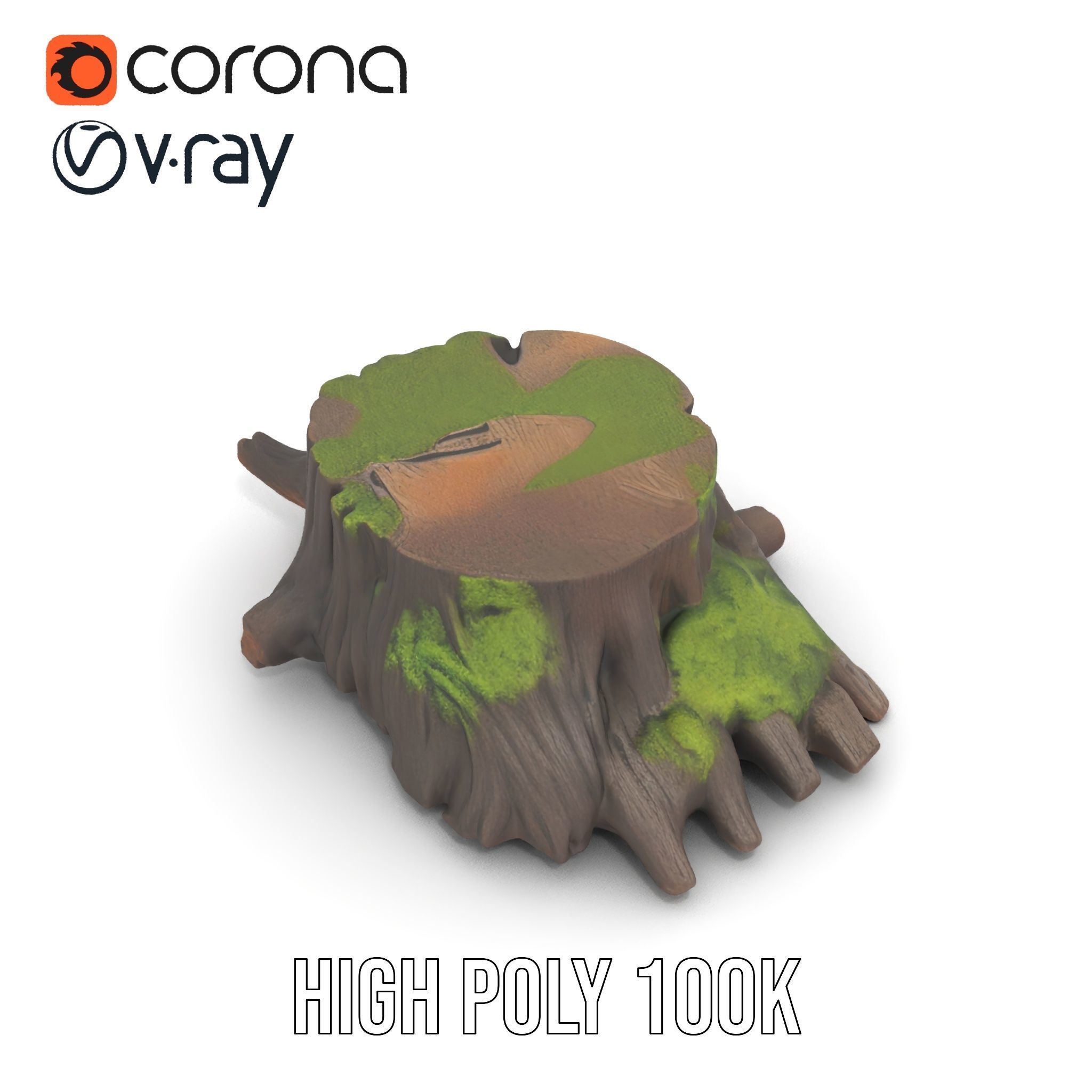 Mossy Tree Stump Model Pack for Realistic Environments Low-poly 3D model_17