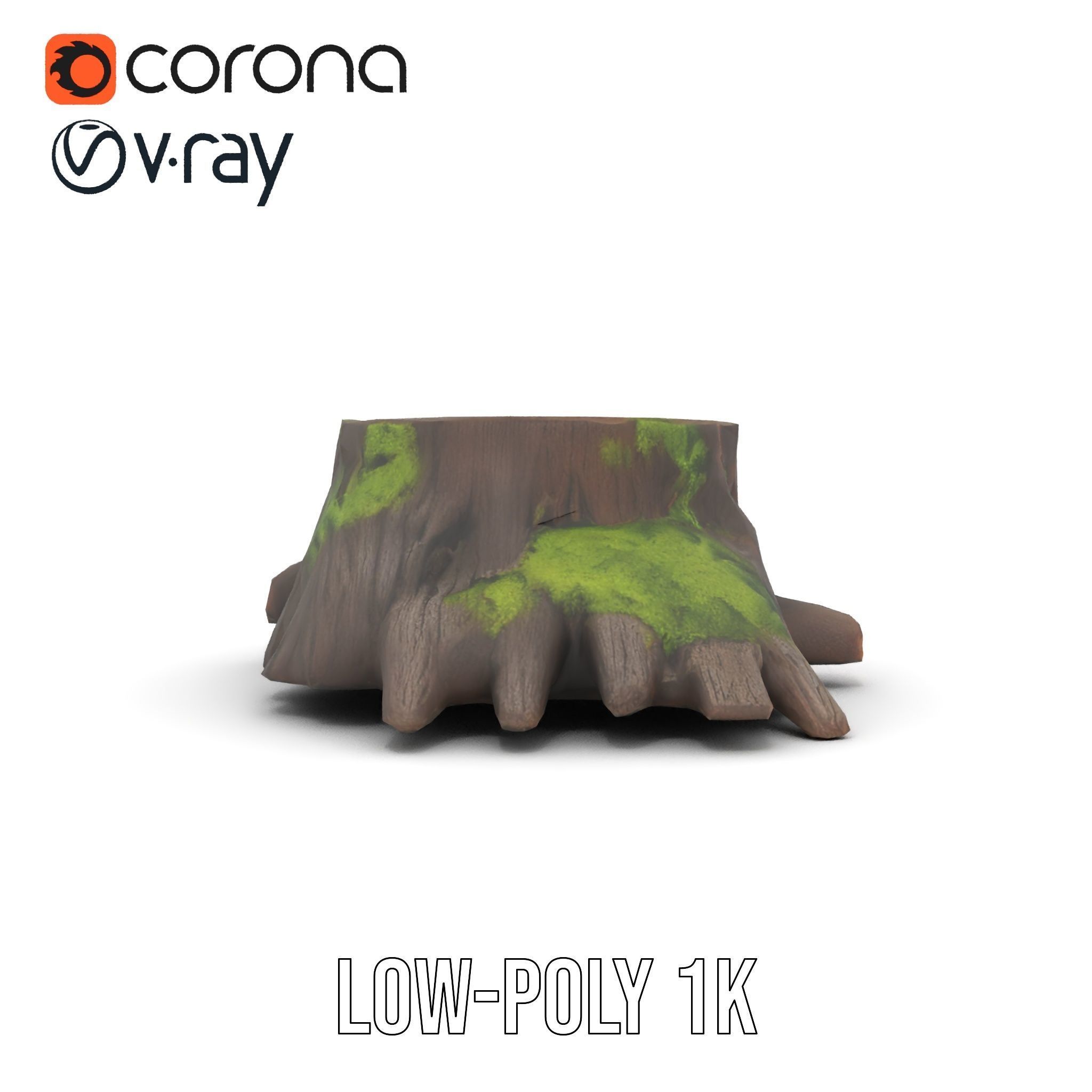 Mossy Tree Stump Model Pack for Realistic Environments Low-poly 3D model_16