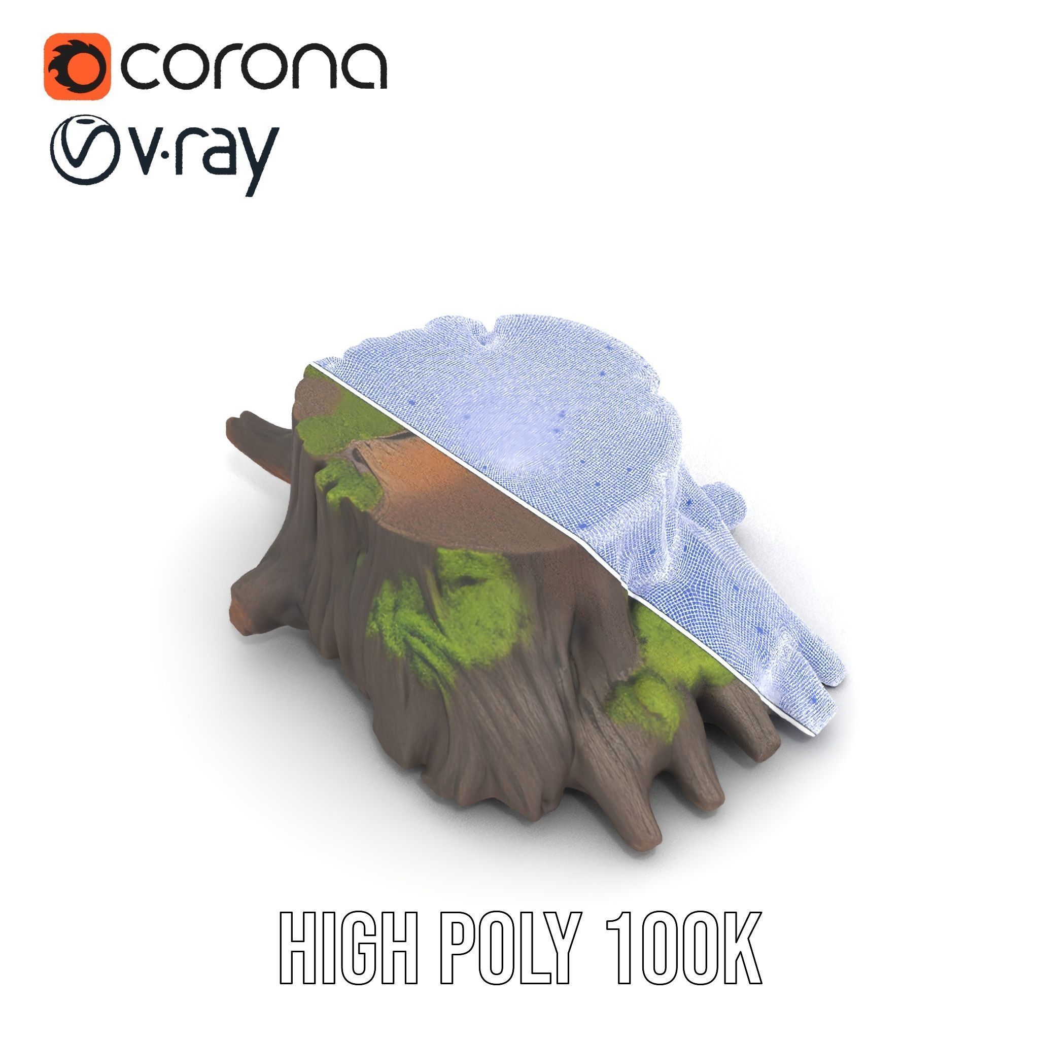 Mossy Tree Stump Model Pack for Realistic Environments Low-poly 3D model_34