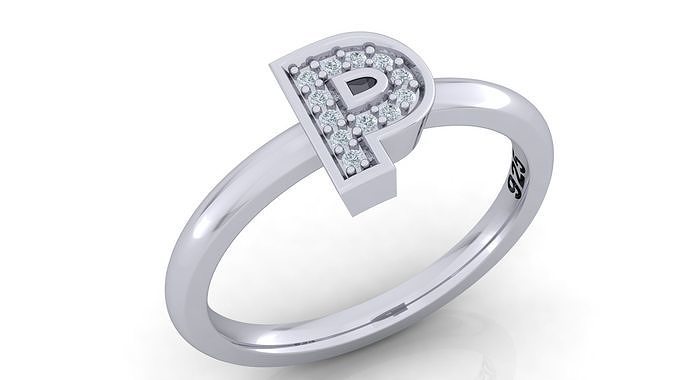 Alphabet ring letter P 3D print model