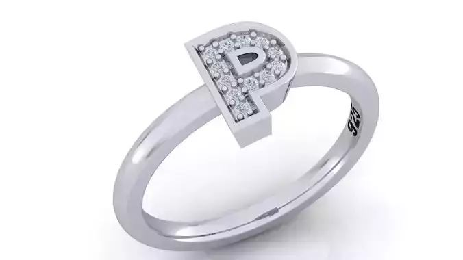 Alphabet ring letter P 3D print model