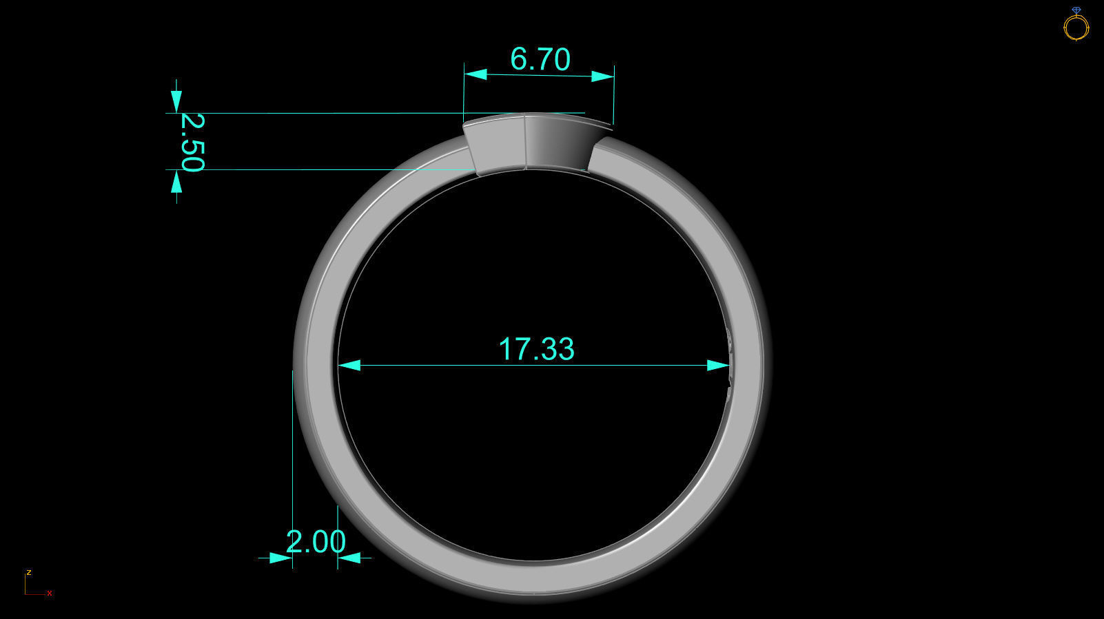 Alphabet ring letter P 3D print model_3