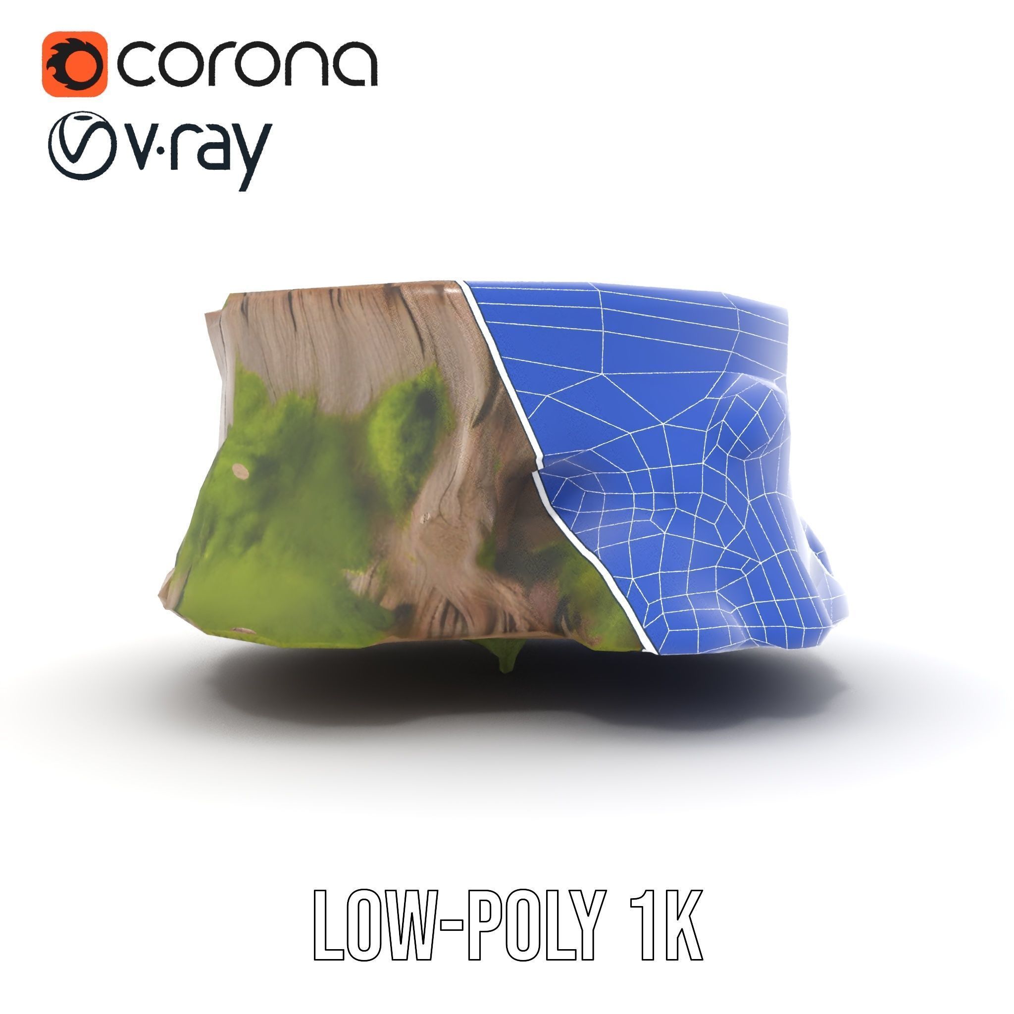 Tree Stump with Moss Model Pack Low-poly 3D model_30