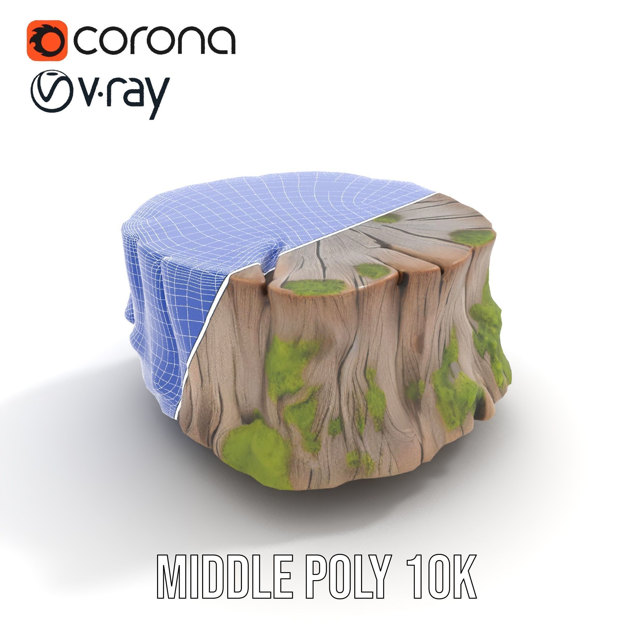 Tree Stump with Moss Model Pack Low-poly 3D model_20